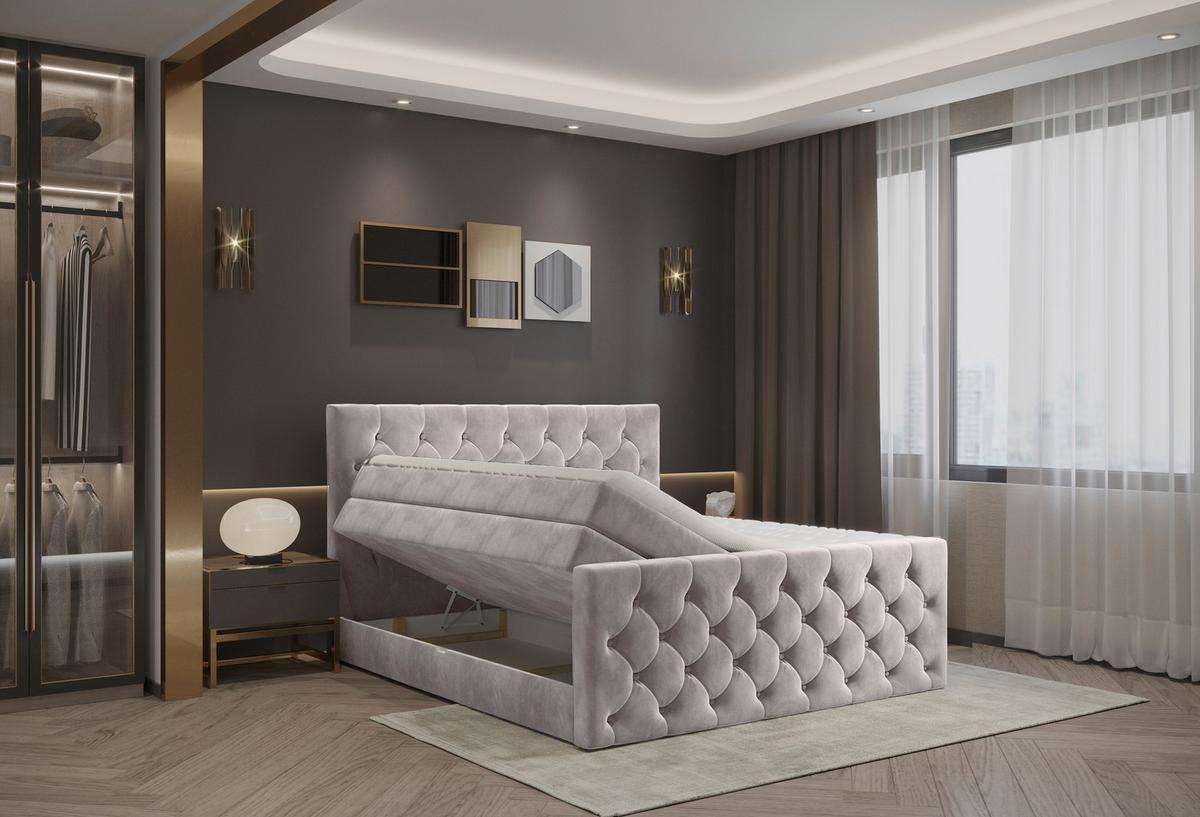 PAT BOXSPRING ELIO - bej, Romantik / Landhaus, textil (140/200cm) - James Wood