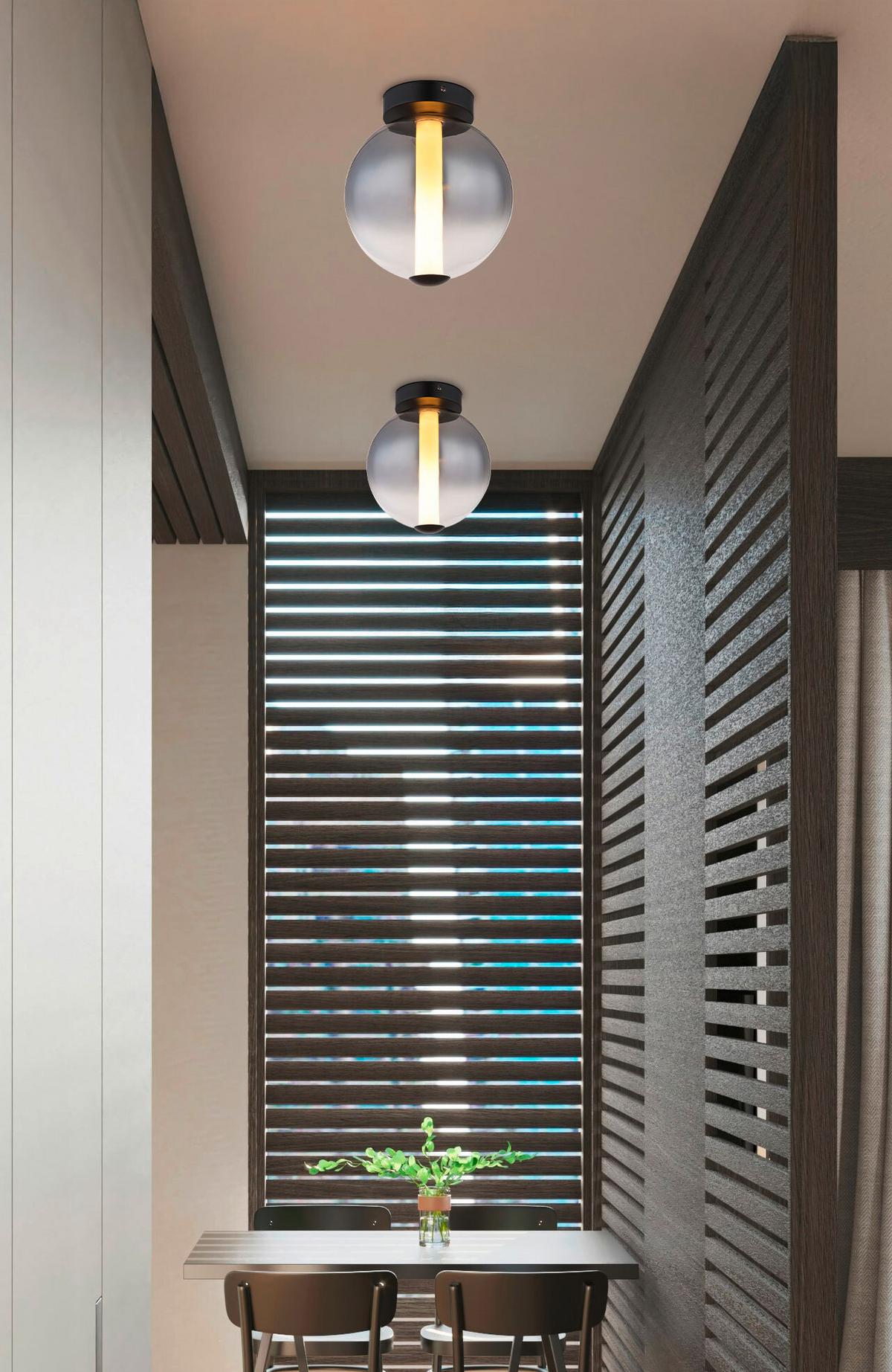 LED-DECKENLEUCHTE 15798D  LACY - Opal/Schwarz, Design, Glas/Kunststoff (25/28,5cm) - Globo