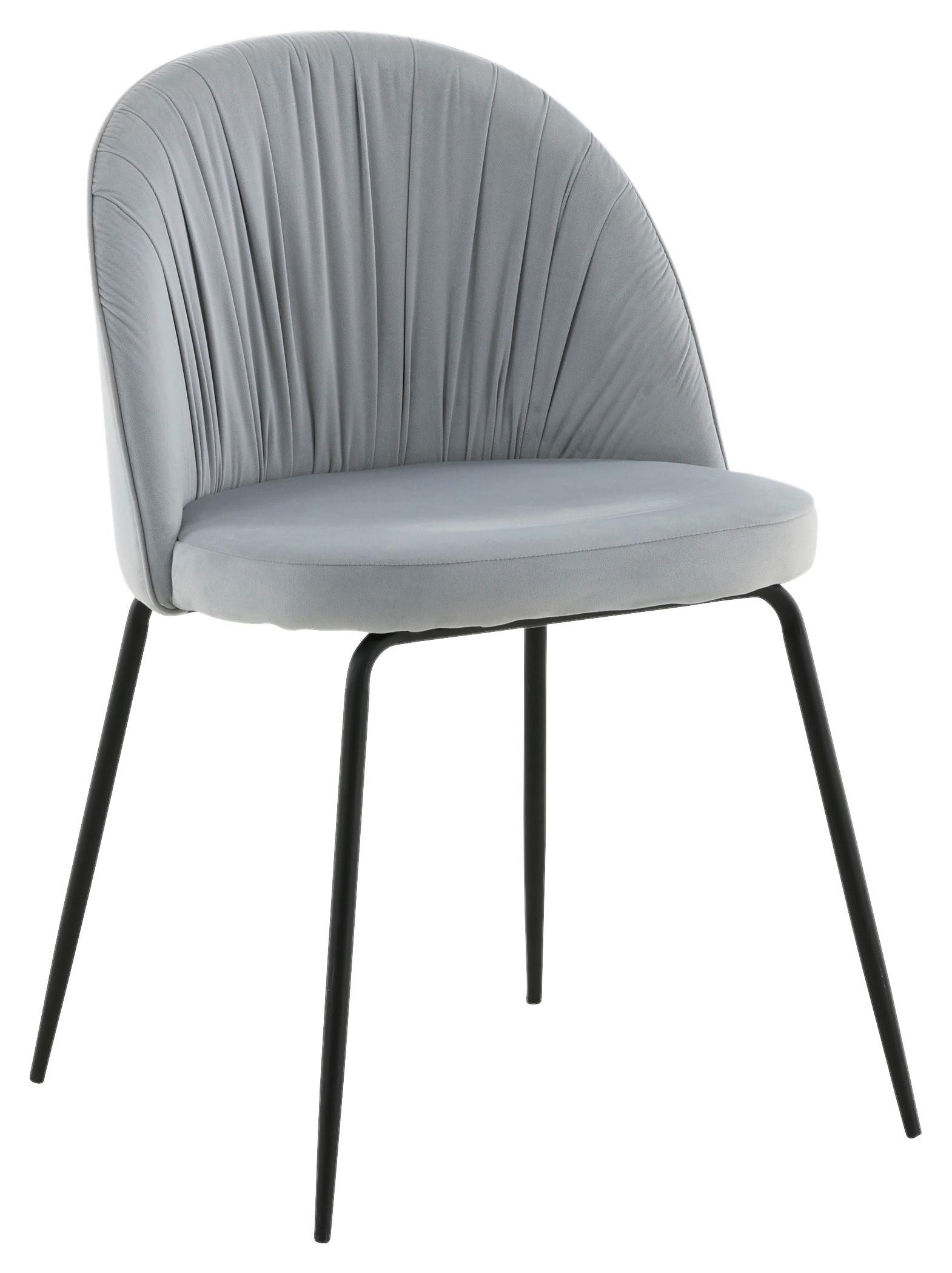 STUHL-SET WRINKLES - Hellgrau, Design, Textil/Metall (49/79.5/50cm) - Livetastic