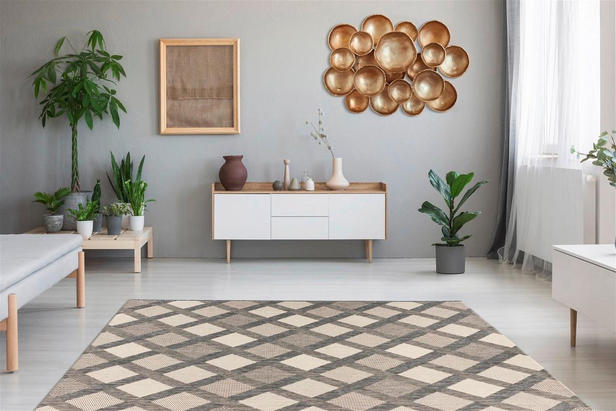 FLACHWEBETEPPICH SPLASH 800 CREME / GRAU - Creme/Grau, Konventionell, Textil (120/170cm) - Kayoom