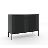 KOMODA SZEROKA ISEO BLACK/BLACK/GOLD - czarny/kolor złoty, Design, materiał drewnopochodny/metal (104,5/79/39cm) - MID.YOU