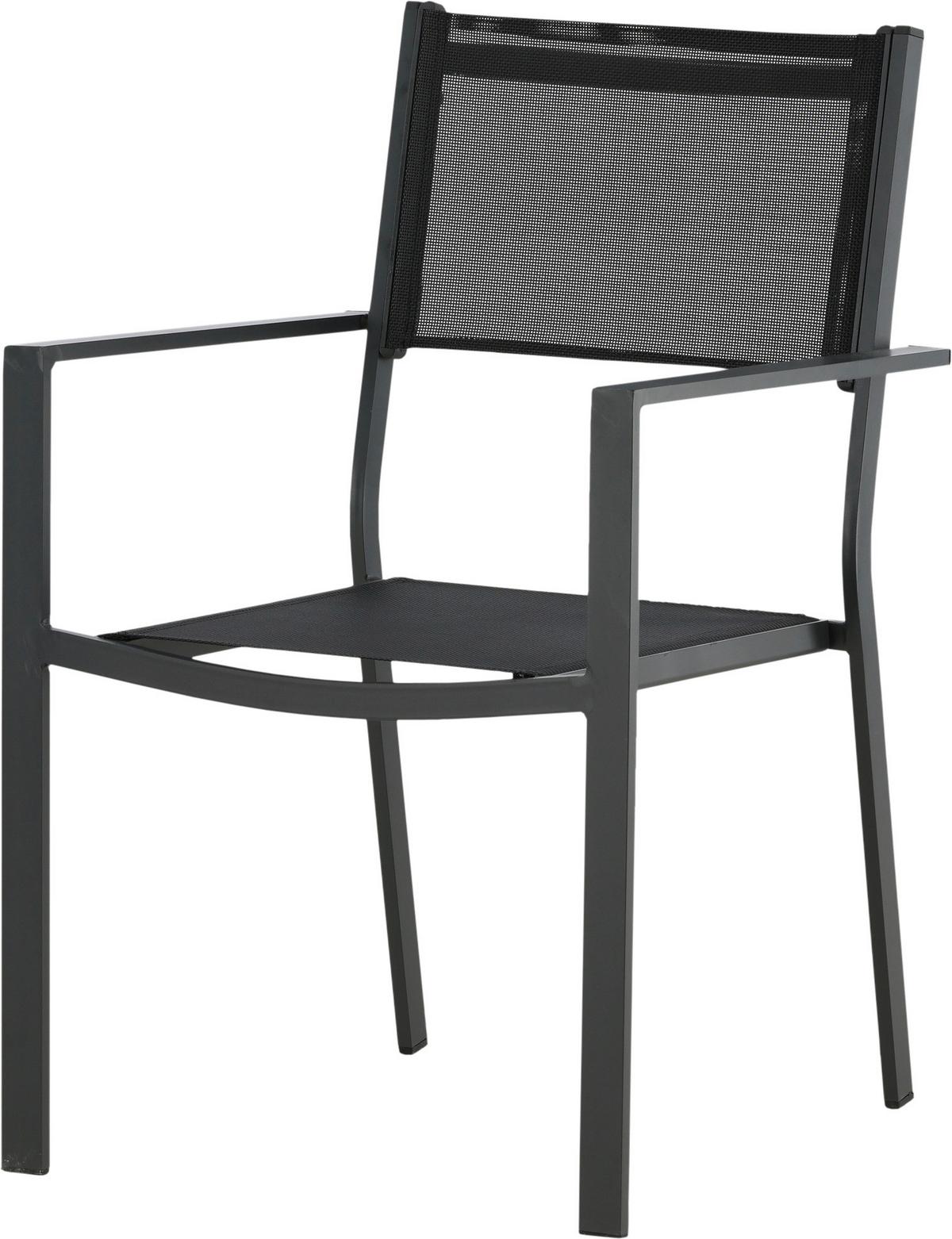 Stapelsessel-Set Copacabana Schwarz Aluminium 2er-Set - Schwarz, KONVENTIONELL, Textil/Metall (56.5/88/61cm) - Gardenson