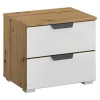 Nočna Omarica Artemis, Barva Hrasta, Bela - siva/bela, Moderno, kovina/umetna masa (47/43/42cm) - Rauch Möbel