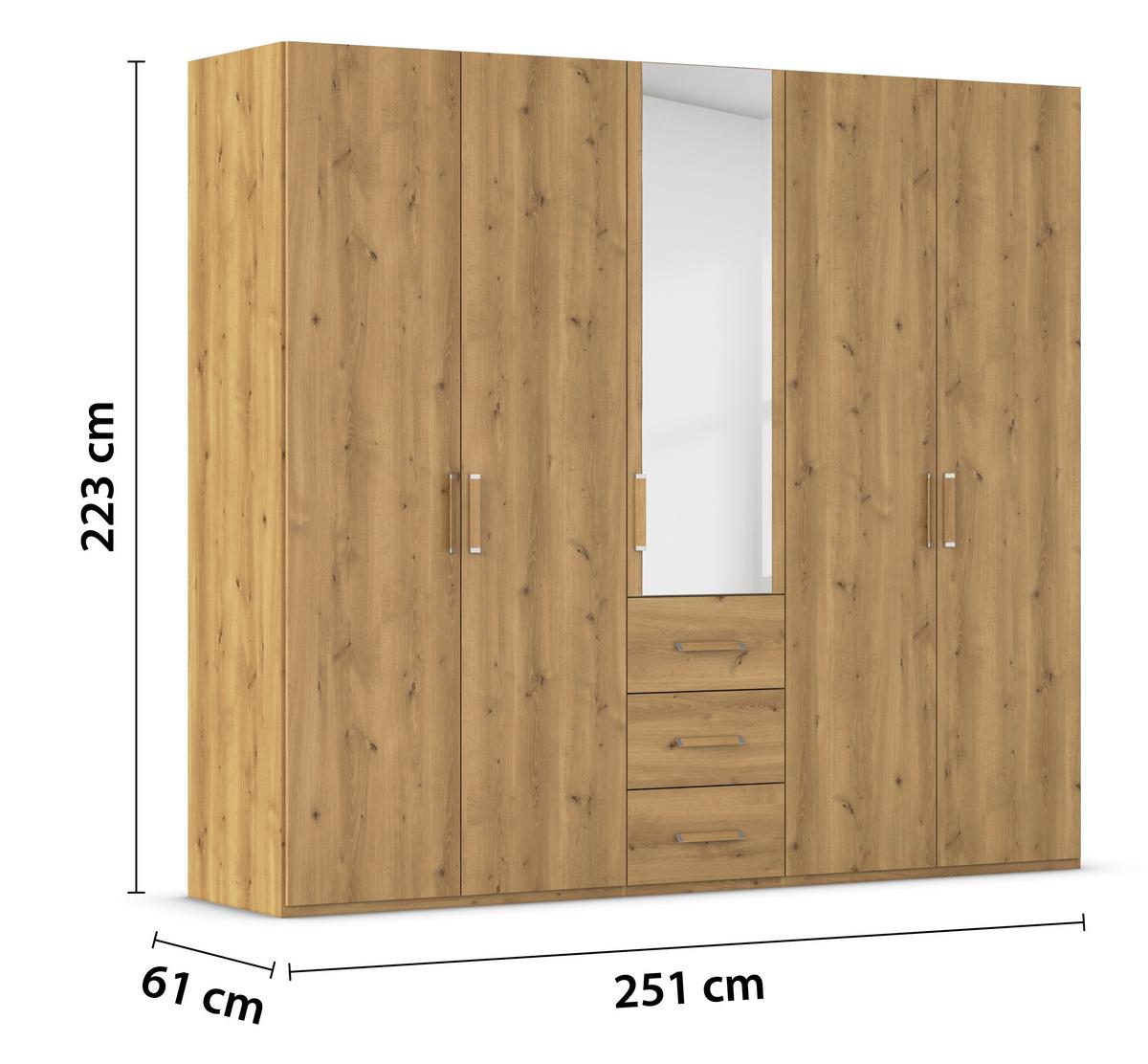 Omara S Klasičnimi Vrati Evelyn, Barva Hrasta - barve hrasta, Design, umetna masa/steklo (251/223/60cm) - Novel