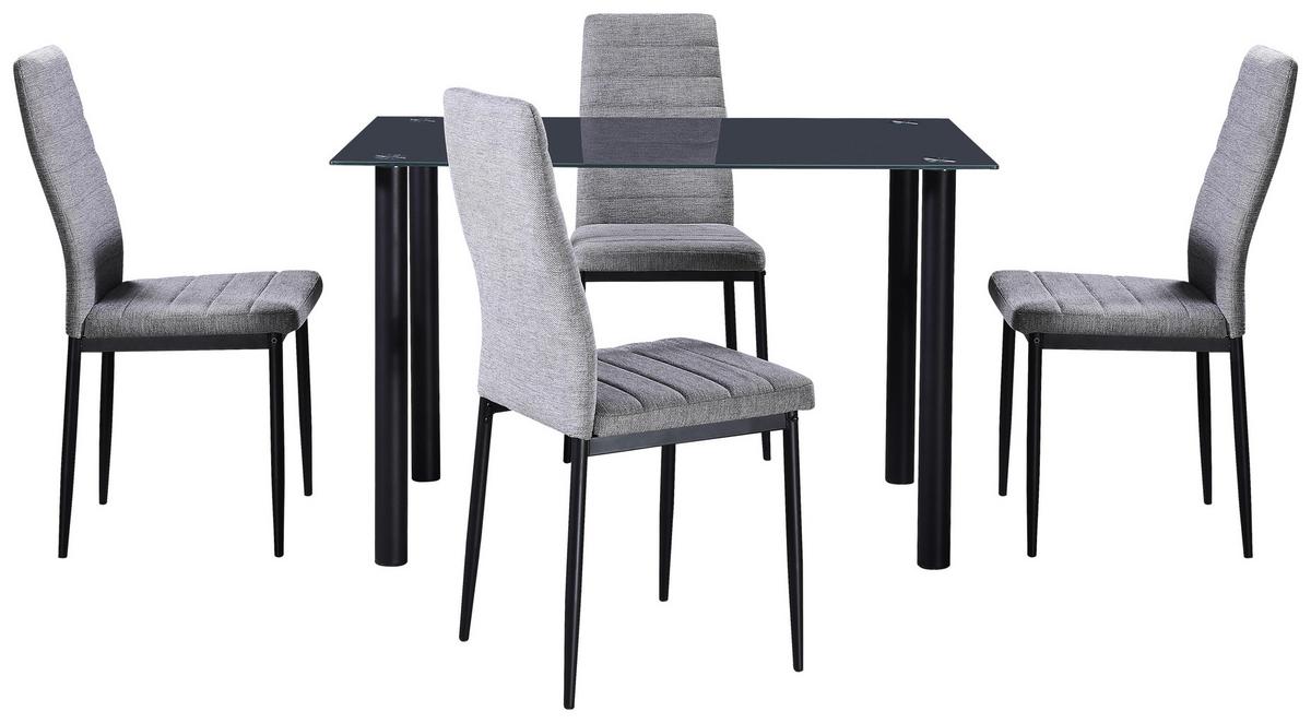 Set cu masă și scaune WELS 1 *PH* - negru/gri, Konventionell, sticlă/metal (120/75/80cm) - Best Price