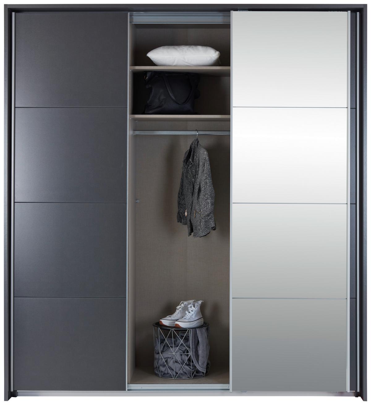 Dulap cu uși culisante MIAMI - gri, Modern, material pe bază de lemn (203/229/62cm)
