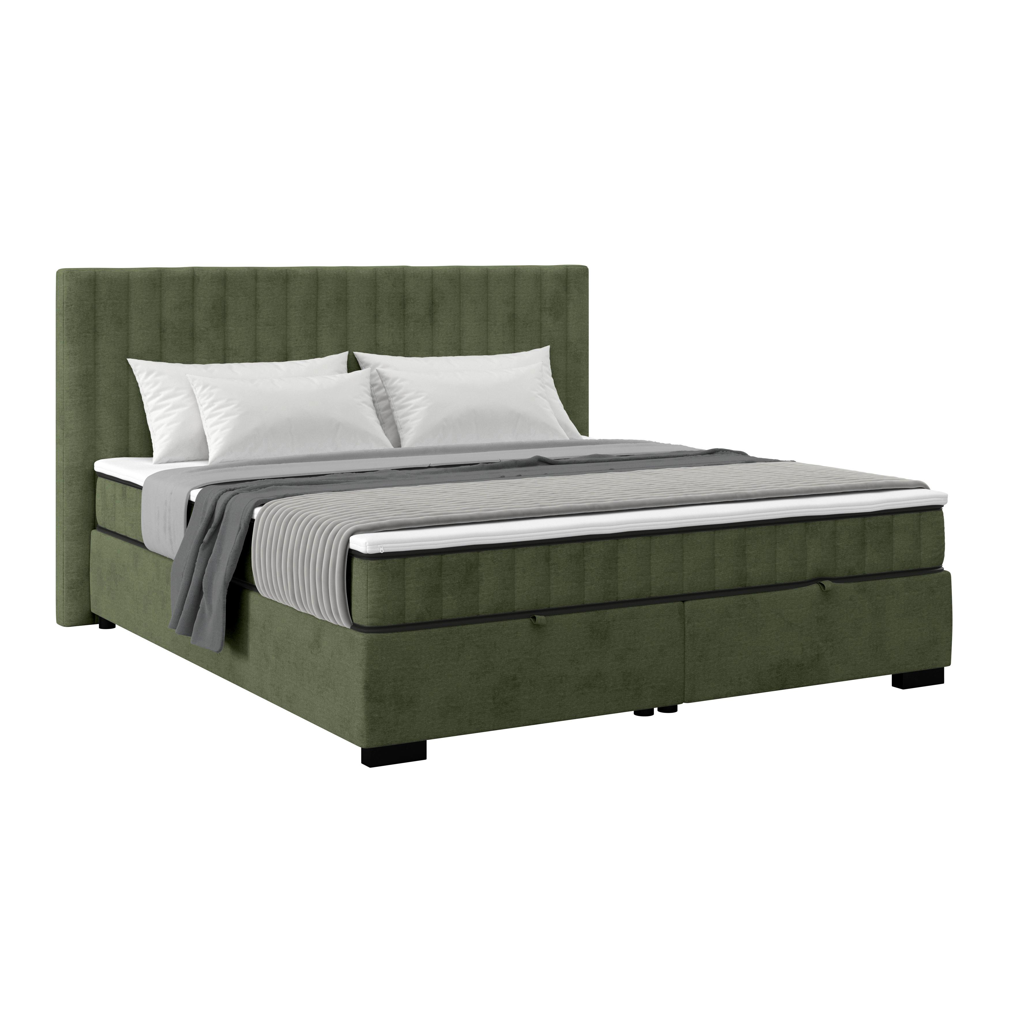 Box Krevet Maya C - maslinasto zelena/crna, Moderno, drvni materijal/drvo (180/200cm) - Modern Living