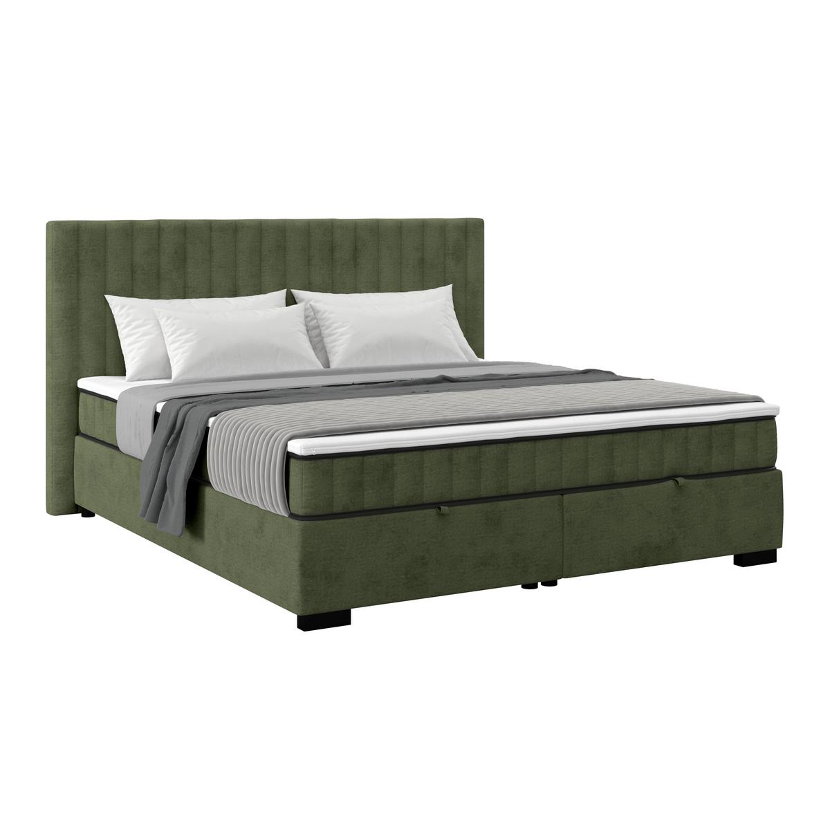 Box Krevet Maya C - maslinasto zelena/crna, Moderno, drvni materijal/drvo (160/200cm) - Modern Living