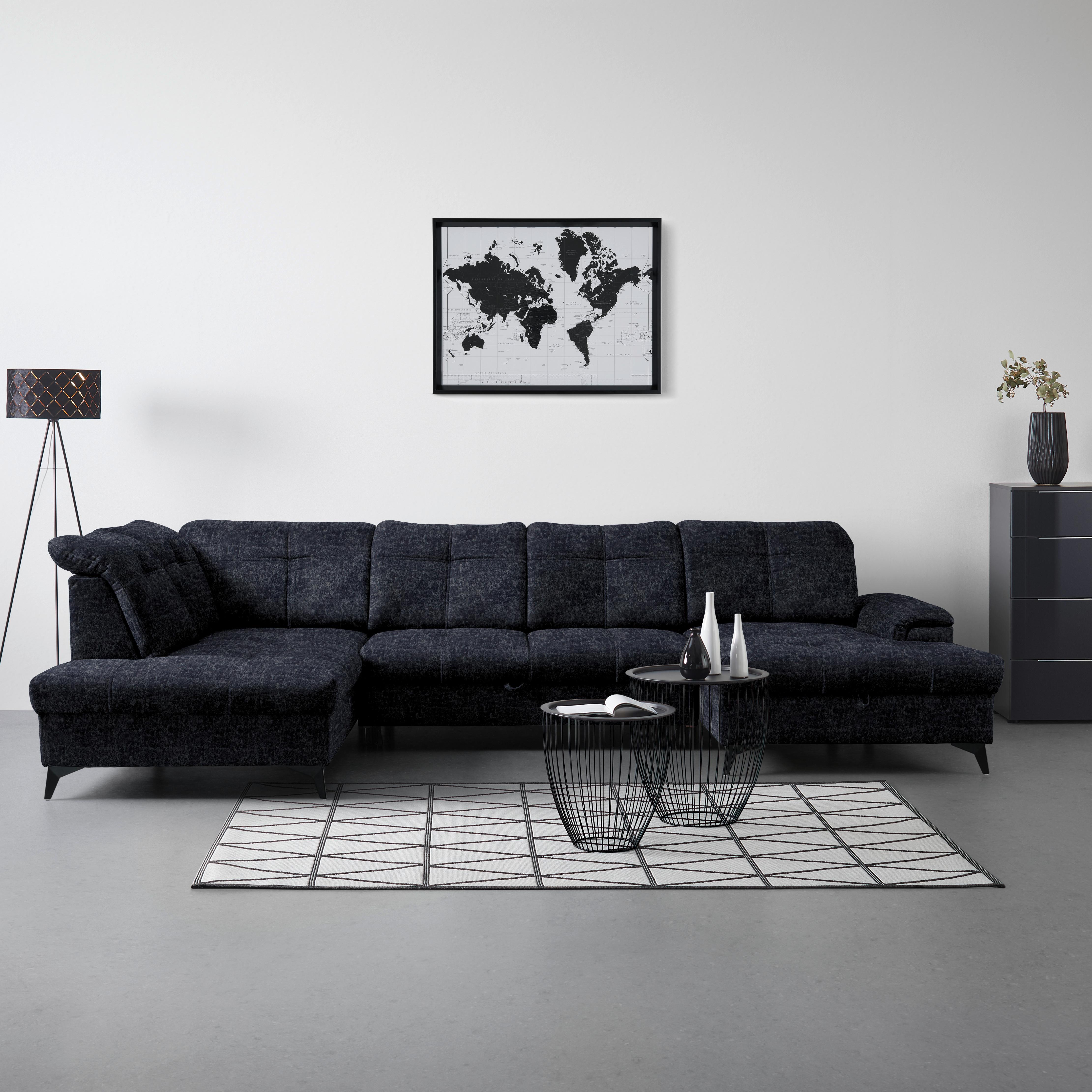 Wohnlandschaft Sierra Anthrazit - Anthrazit, MODERN, Textil/Metall (230/364/181cm) - Mömax