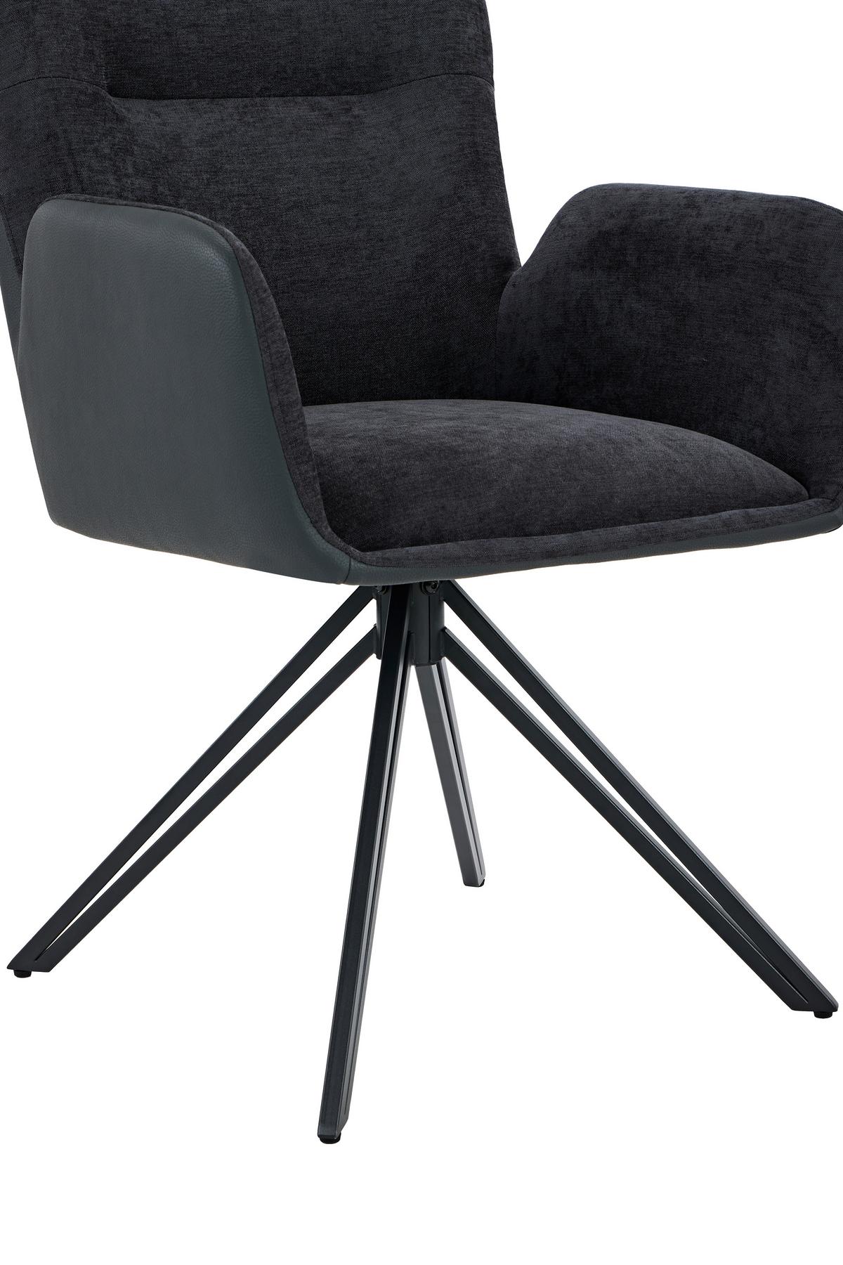 ARMLEHNSTUHL-SET MILAZZO S 2ER-SET - Schwarz, MODERN, Textil/Metall (57/91/67,5cm) - MID.YOU