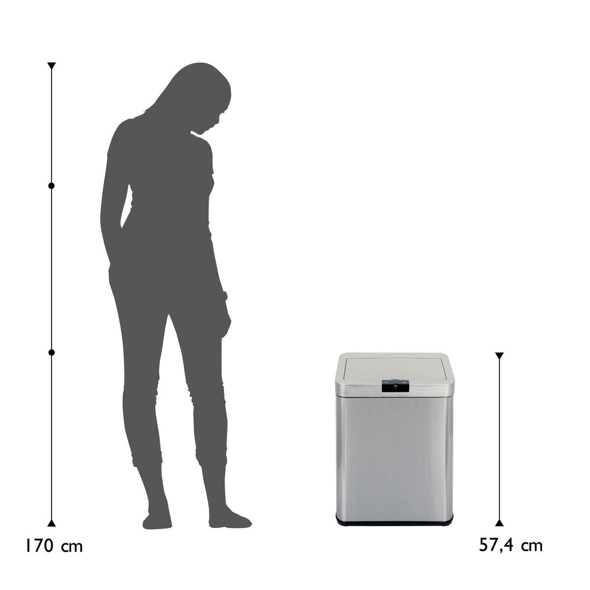 Koš Za Smeti Square, Srebrna, 48 L - srebrne barve/črna, Trend, kovina/umetna masa (40.3/25.3/57.4cm) - Echtwerk