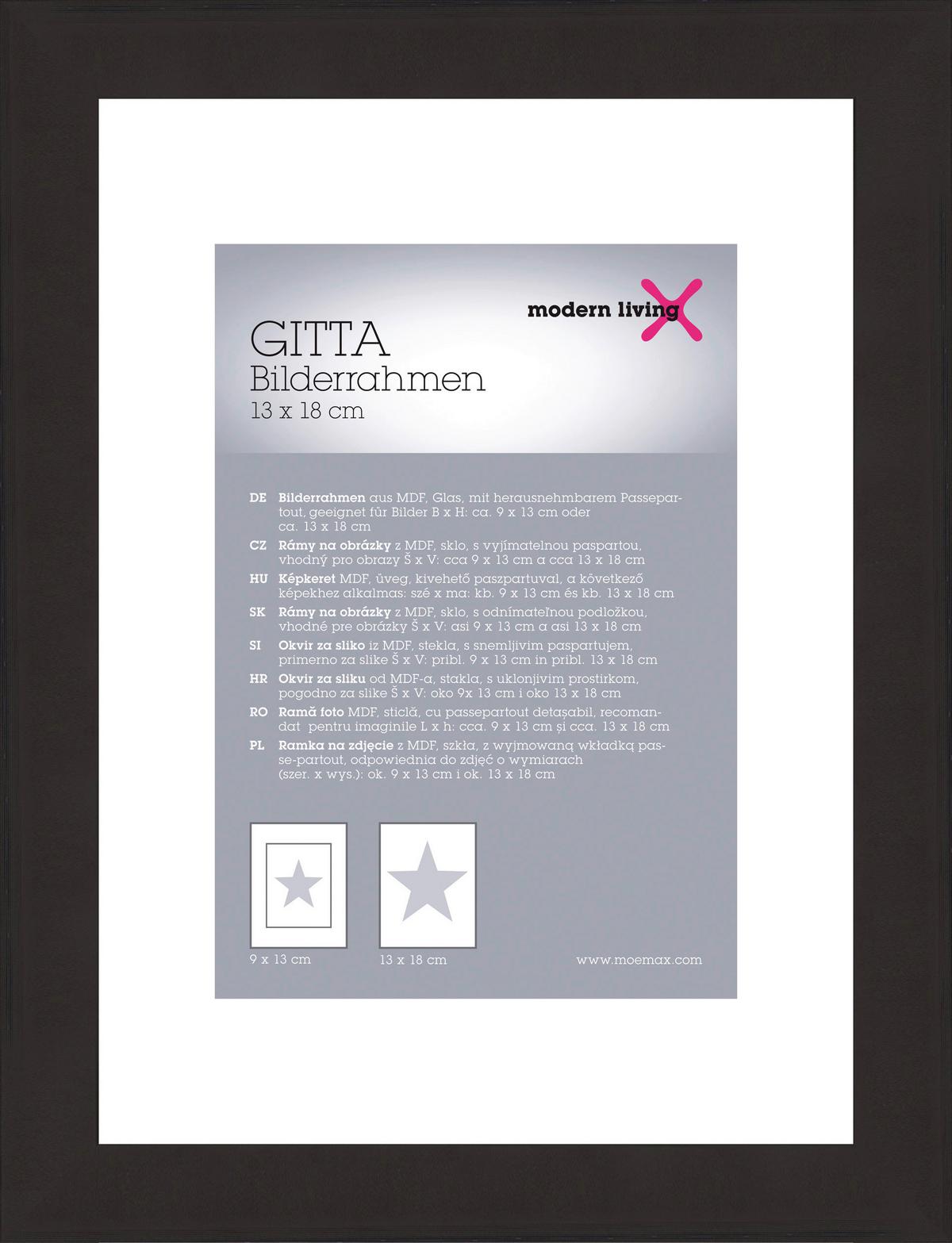 Okvir Za Slike Gitta - črna, Moderno, steklo/leseni material (13/18/3,6cm) - Modern Living