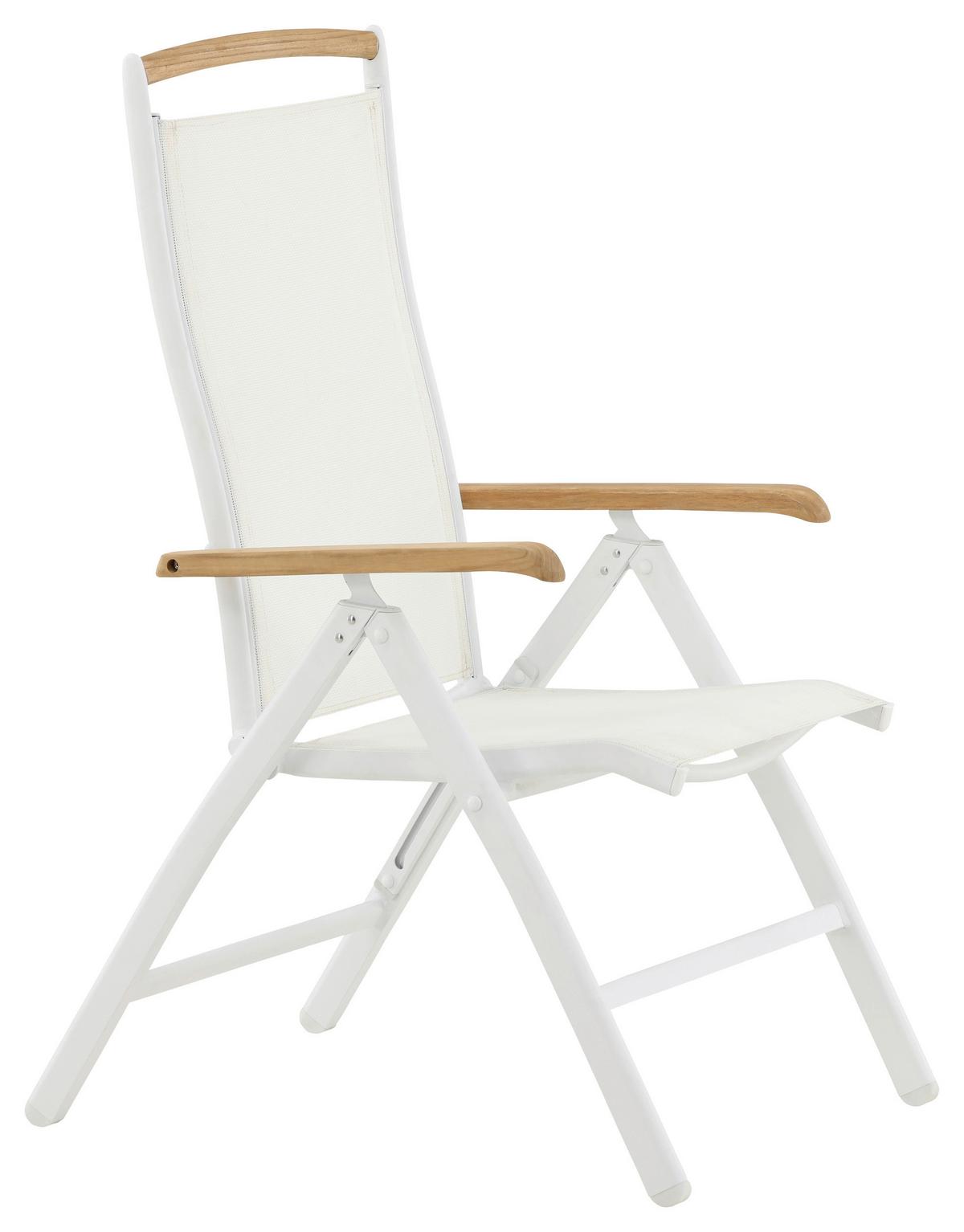 Gartenstuhl 2er-Set Panama ca. 60x110x75 cm Weiß - Naturfarben/Weiß, KONVENTIONELL, Textil/Metall (60/110/75cm) - Gardenson