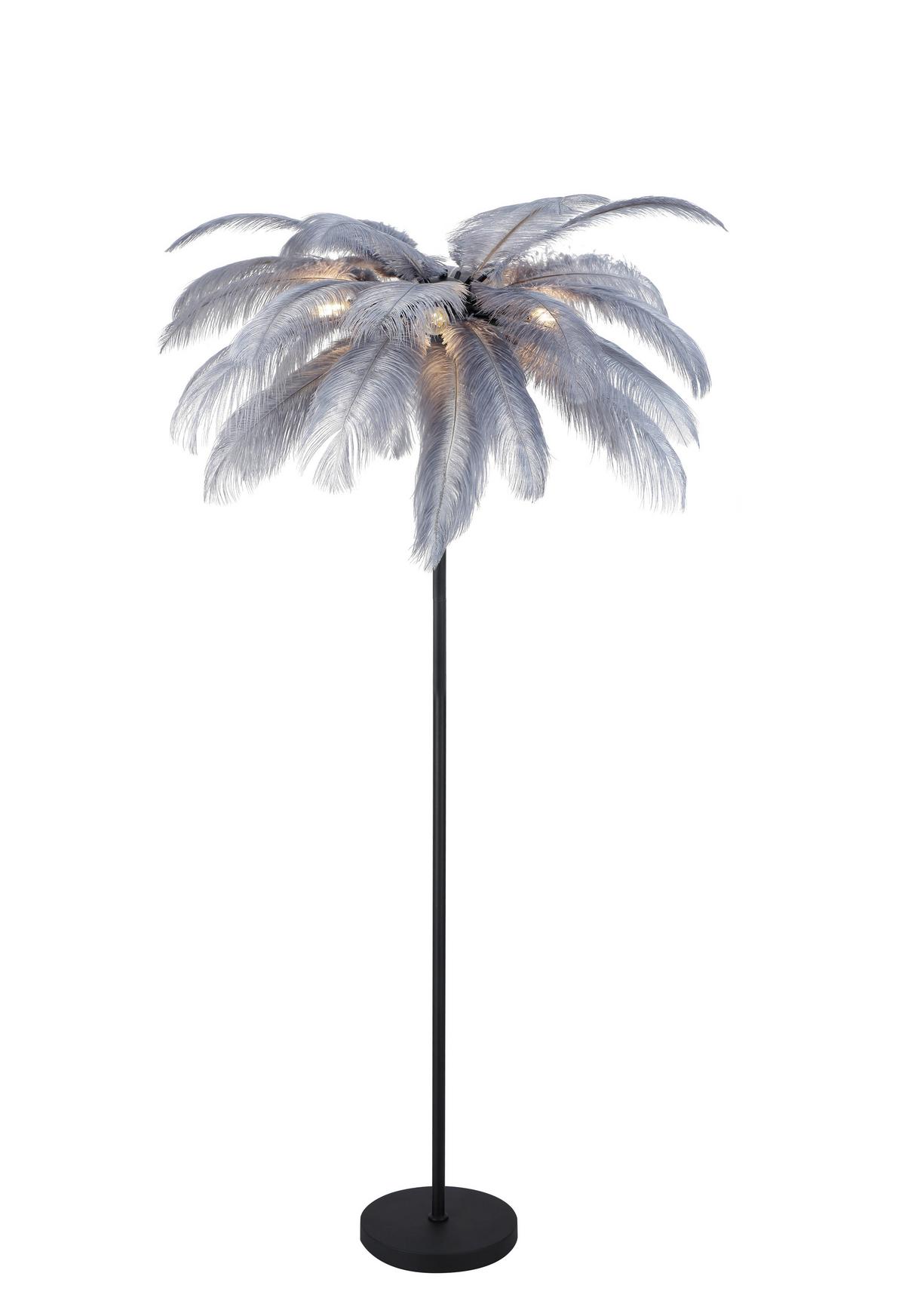 Stehleuchte Fedi Grau/Schwarz max. 3 Watt - Schwarz/Grau, MODERN, Textil/Metall (55/160cm)
