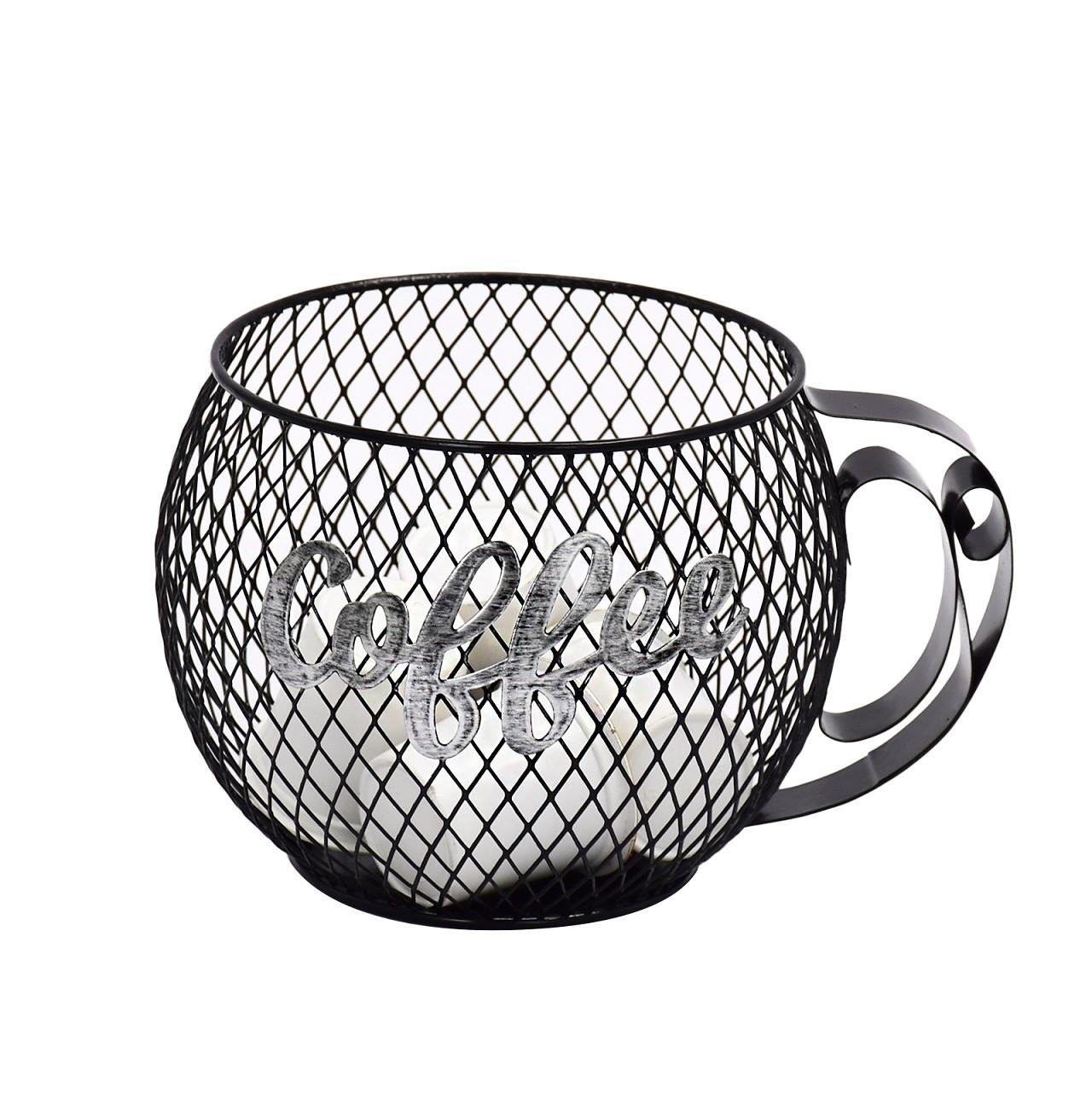Kávékapszula Tartó Coffee - fekete, Modern, fém (18,5/14/10,5cm)