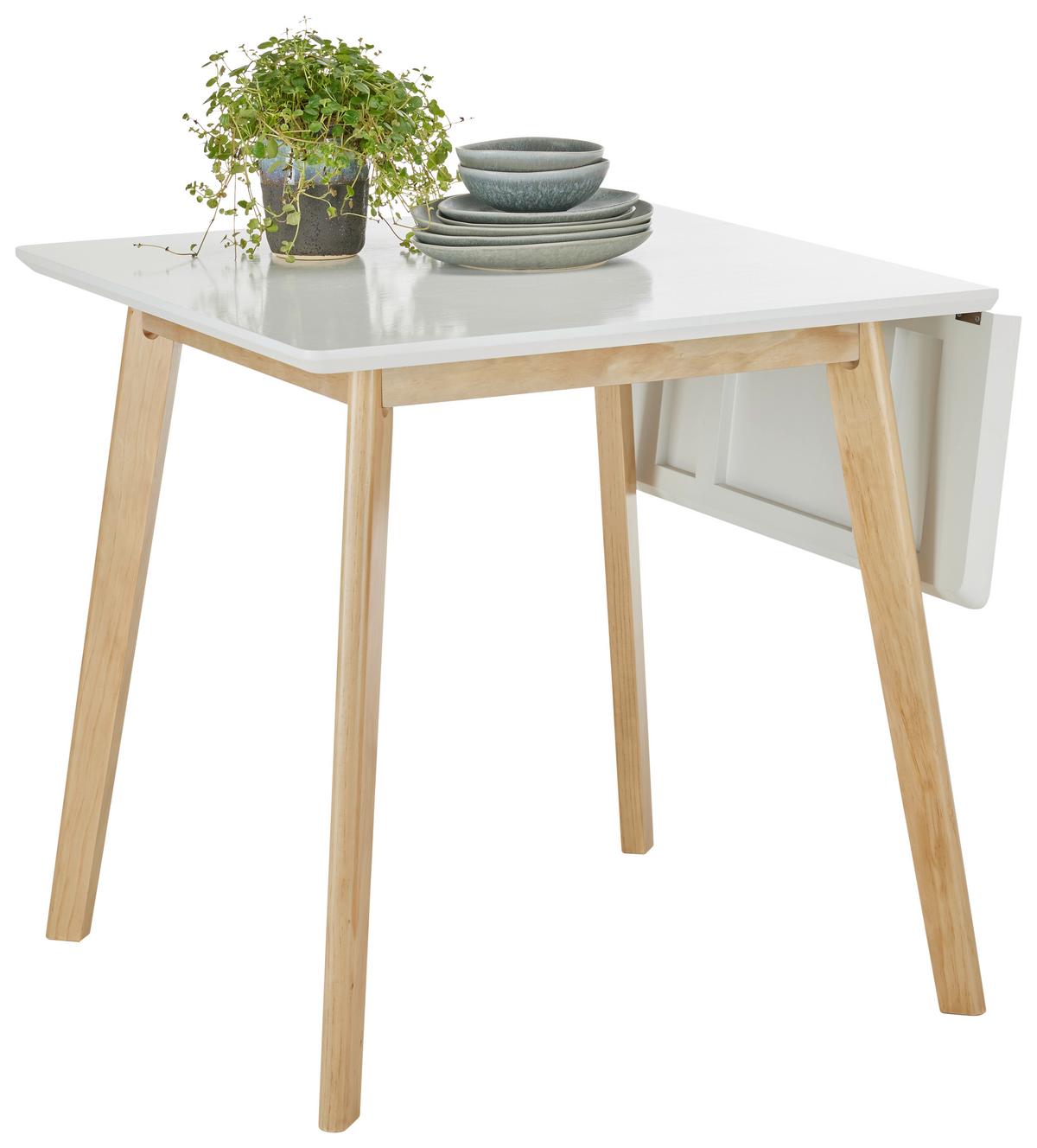 Esstisch Lund Weiß Kiefer ca. 75x75-105x75cm - Weiß/Naturfarben, MODERN, Holz/Holzwerkstoff (75/75-105/75cm) - Based