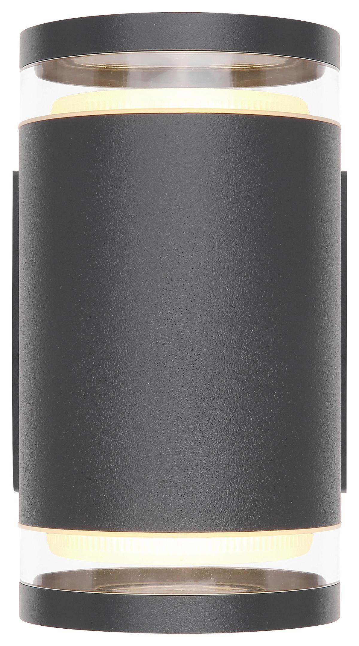 AUSSENWANDLEUCHTE ALCALA B: 10 CM ANTHRAZIT - Klar/Anthrazit, Basics, Glas/Metall (10/16,5cm) - Globo