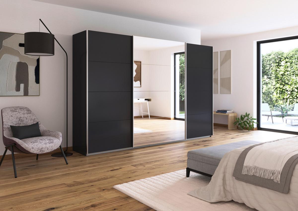 DULAP USI CULISANTE FELDKIRCH - argintiu/antracit, Modern, material pe bază de lemn (315/210/62cm)