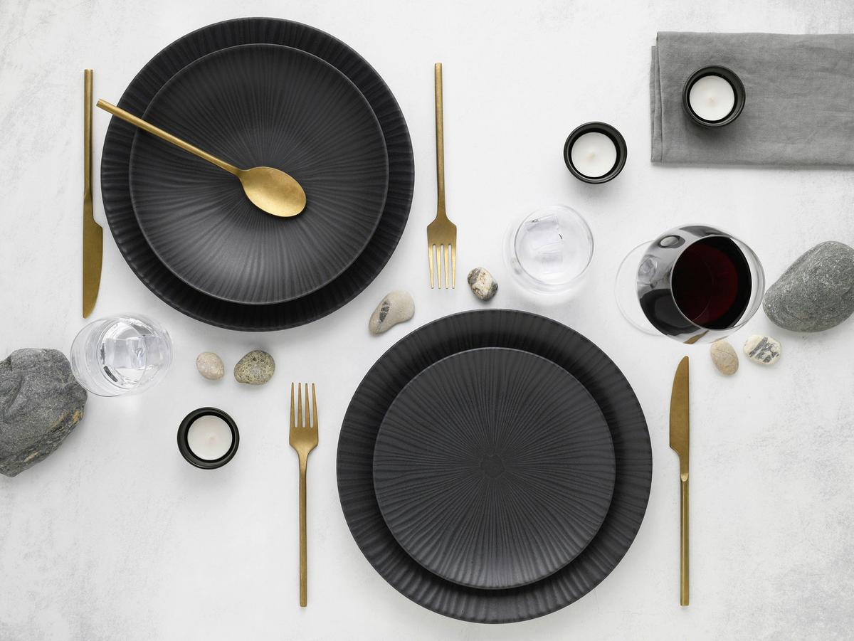 Tafelservice Vesuvio Black in Schwarz, 12-teilig - Schwarz, Basics, Keramik - Creatable
