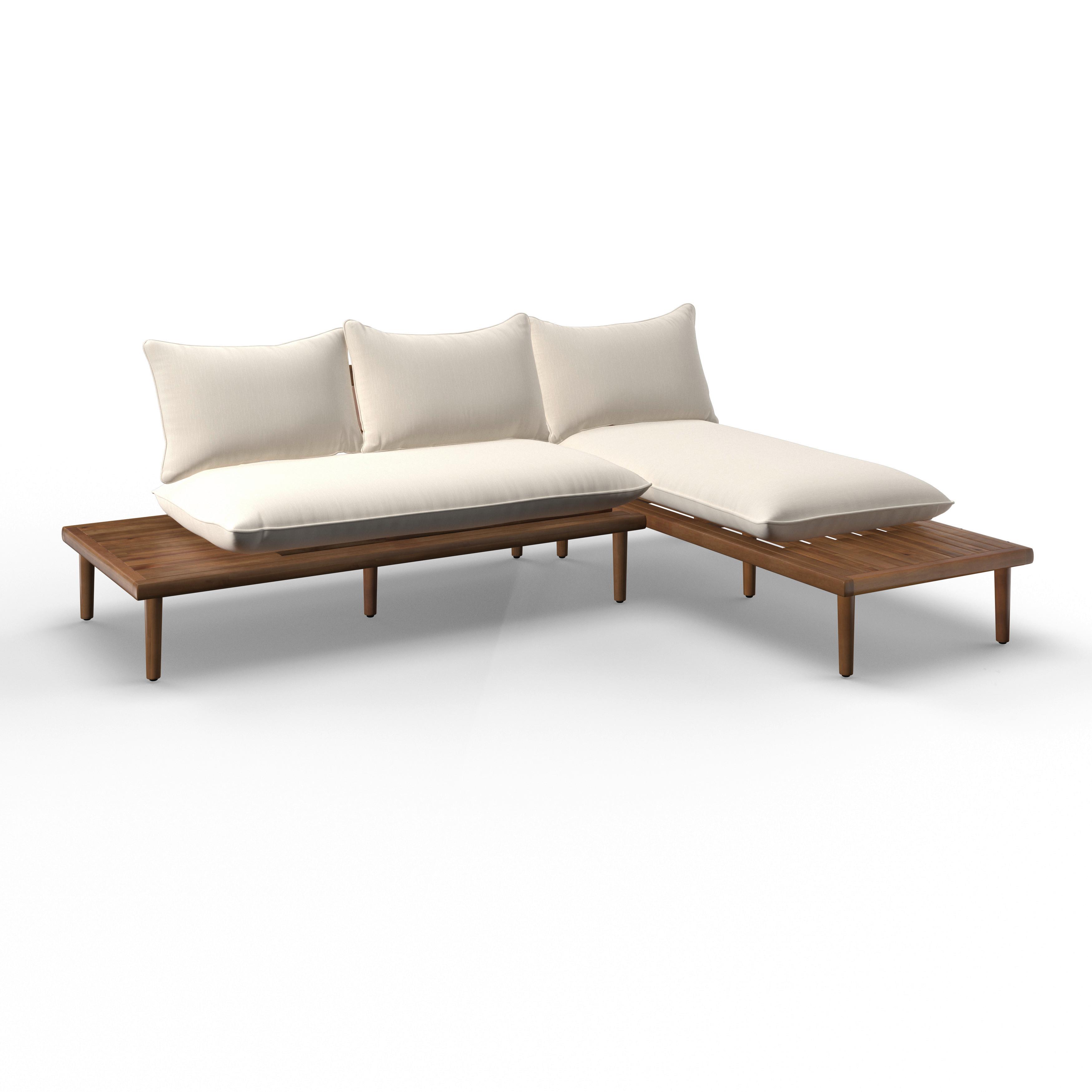 LOUNGEGRUPP DONA - teakfärg/ekfärgad, Modern, trä/textil (213/68/71cm) - Bessagi Garden