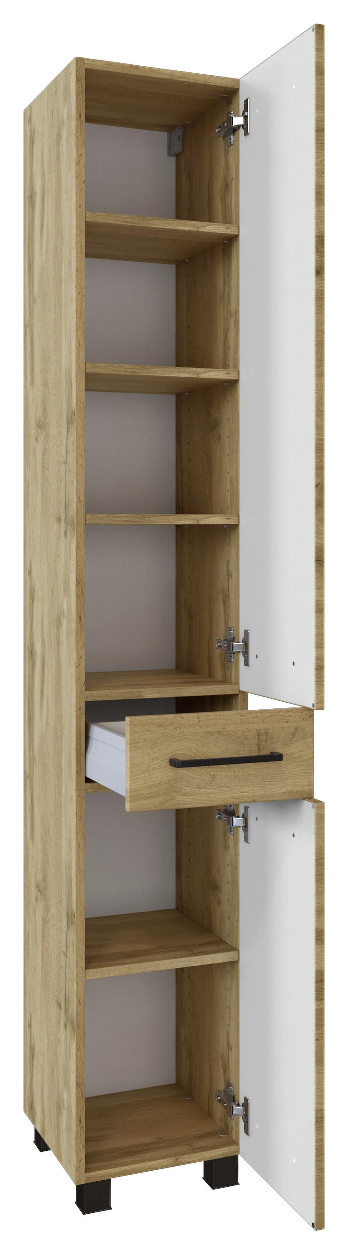 Badezimmer Manchester ca. 130 cm Eiche Wotan - Eichefarben/Weiß, MODERN, Holzwerkstoff/Stein (130cm) - Held