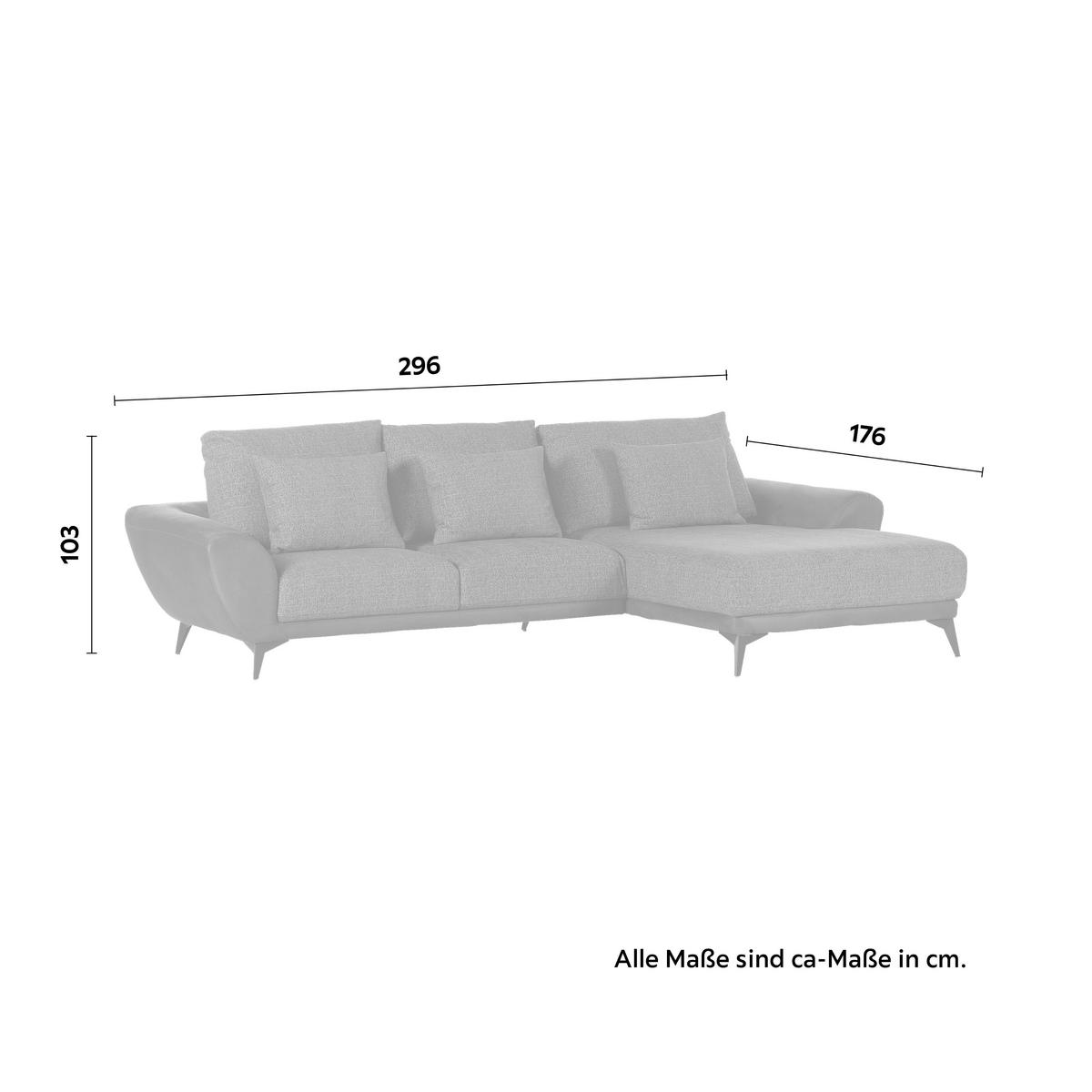 Wohnlandschaft Soria in Dunkelgrau - Dunkelgrau/Schwarz, MODERN, Textil (296/103/176cm) - Premium Living