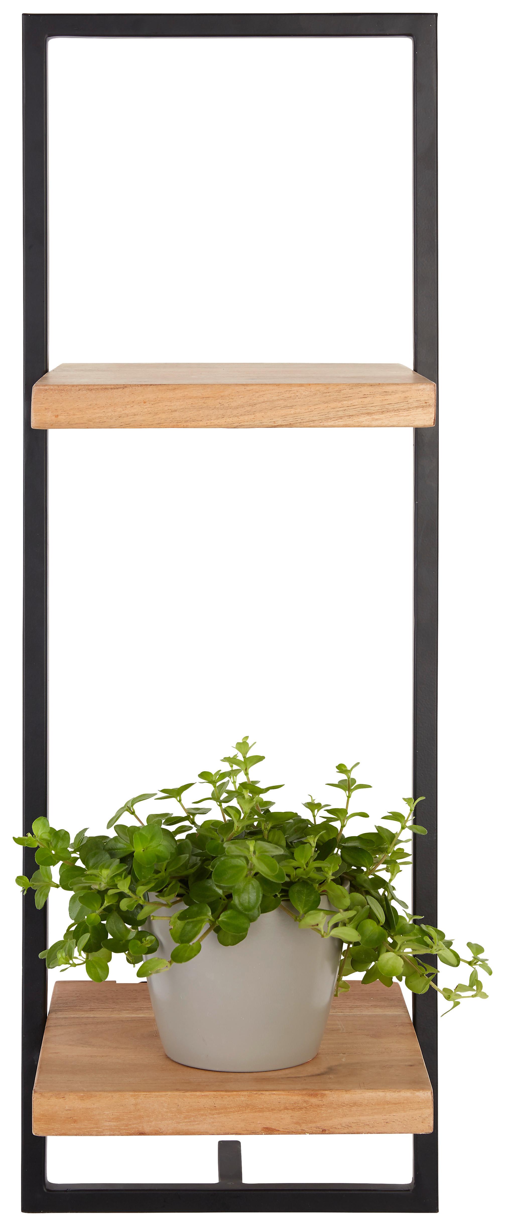 Wandregal in Schwarz/Akazienfarben - Schwarz/Akaziefarben, MODERN, Holz/Metall (25/75/25cm) - Mömax