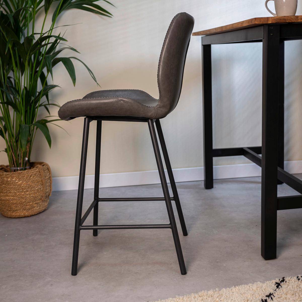 Barhocker-Set Barron 2er-Set ca. 47x99 cm Anthrazit - Anthrazit/Schwarz, KONVENTIONELL, Kunststoff/Textil (47/99/40cm) - MID.YOU