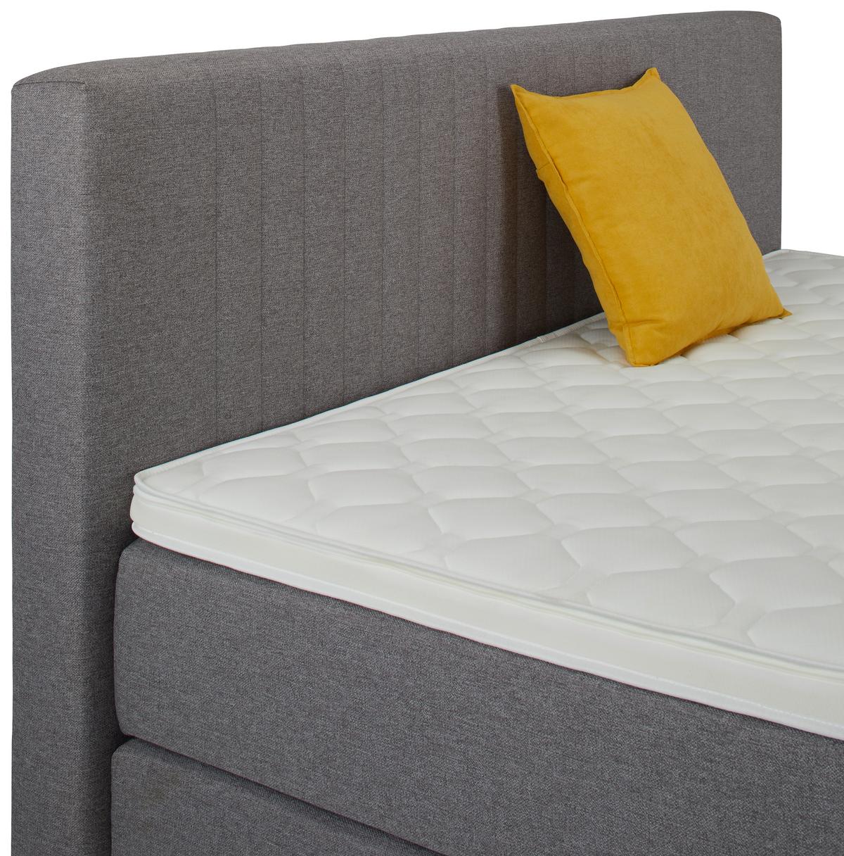Boxspringbett Plura Grau ca. 180x200cm - Chromfarben/Grau, KONVENTIONELL, Holz/Holzwerkstoff (180/200cm) - Mömax