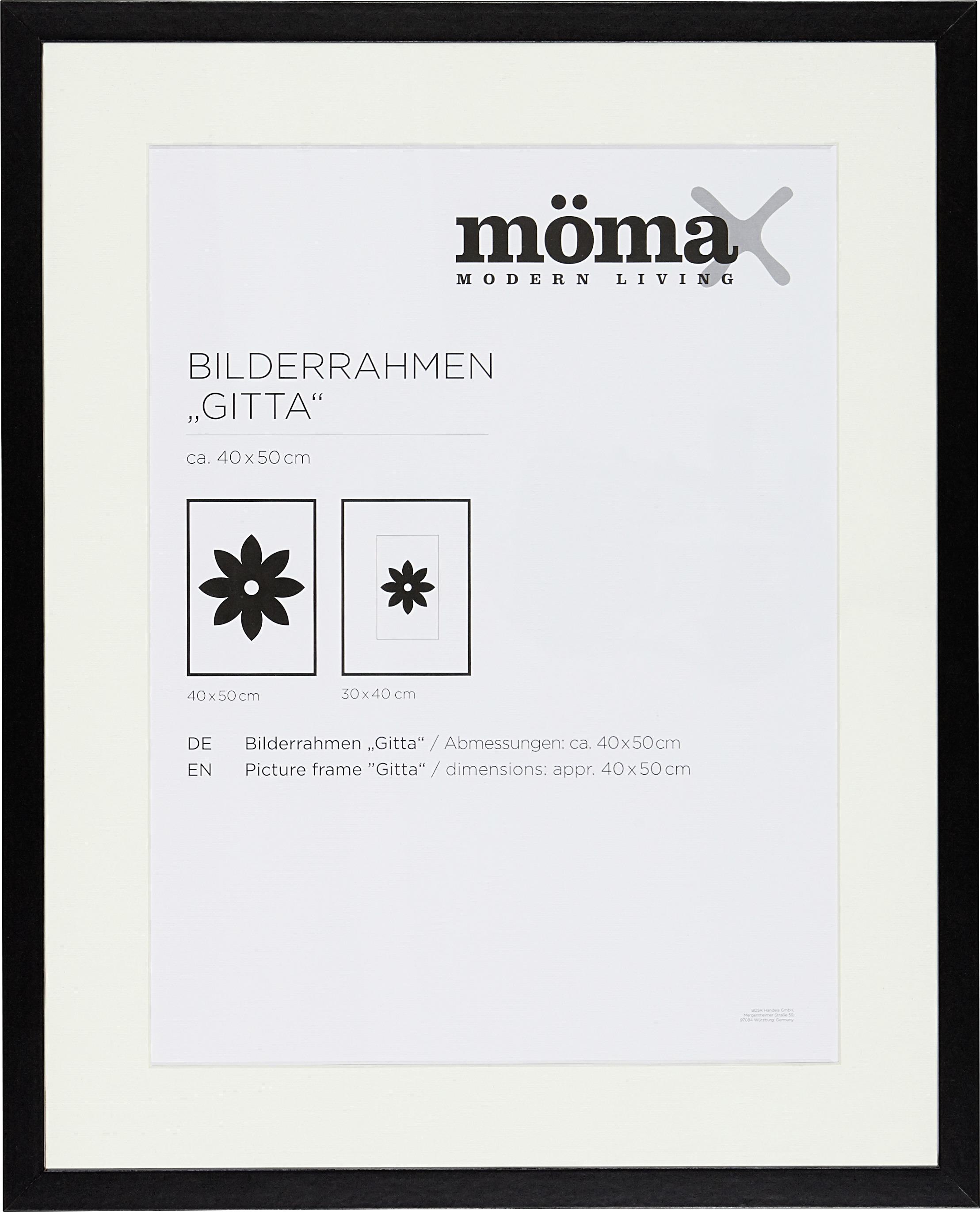 Képkeret Kb. 40x50cm Gitta - Fekete, modern, Faalapú anyag/Üveg (40/50/3,6cm) - Modern Living