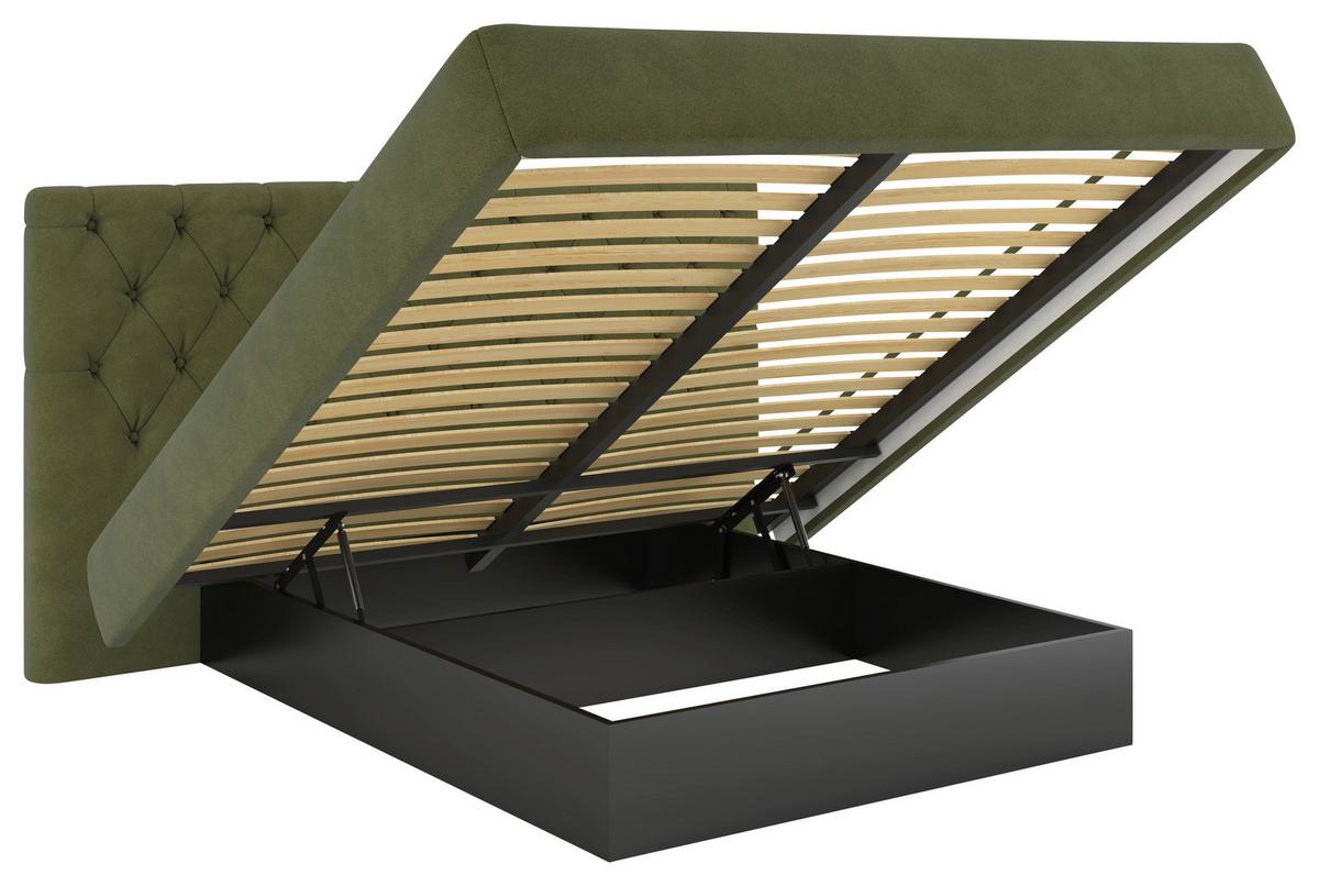 Tapecirani Krevet Pedro - zelena/crna, Moderno, drvni materijal/metal (160/200cm) - Mömax