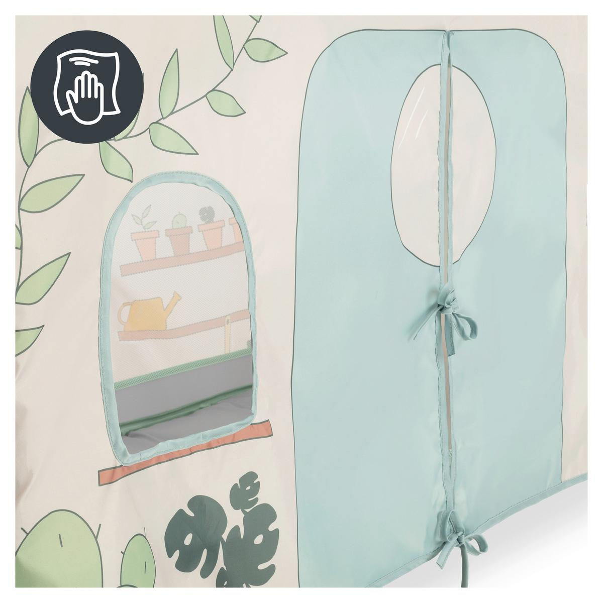 NAMIOT DO ZABAWY TRAVEL BED COVER PLANTS - turkusowy, Basics, tkanina (68/98/130cm) - Hauck