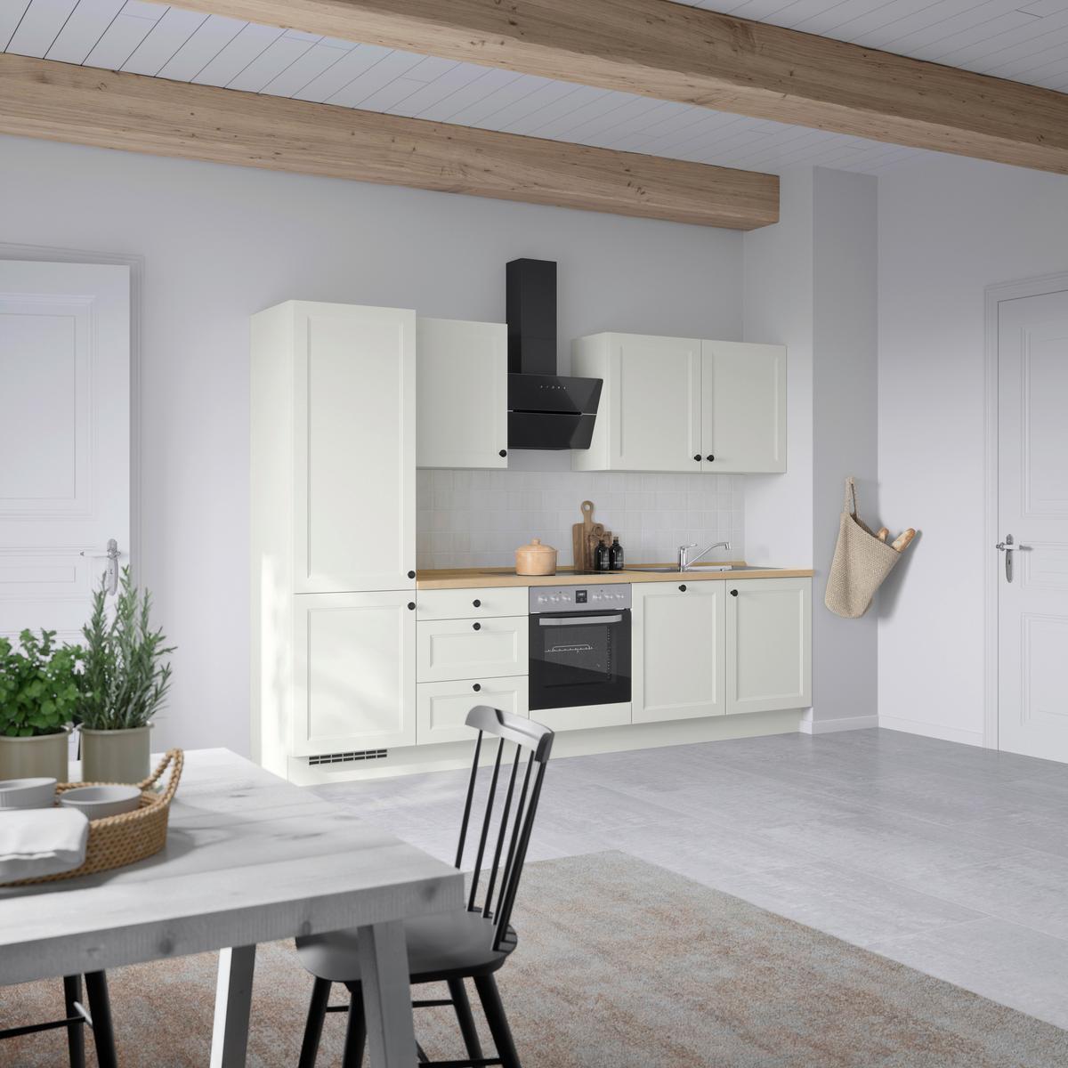 Küchenblock Cascada High m. Geräten Weiß - Eichefarben/Schwarz, MODERN, Holzwerkstoff/Metall (300cm) - Nobilia