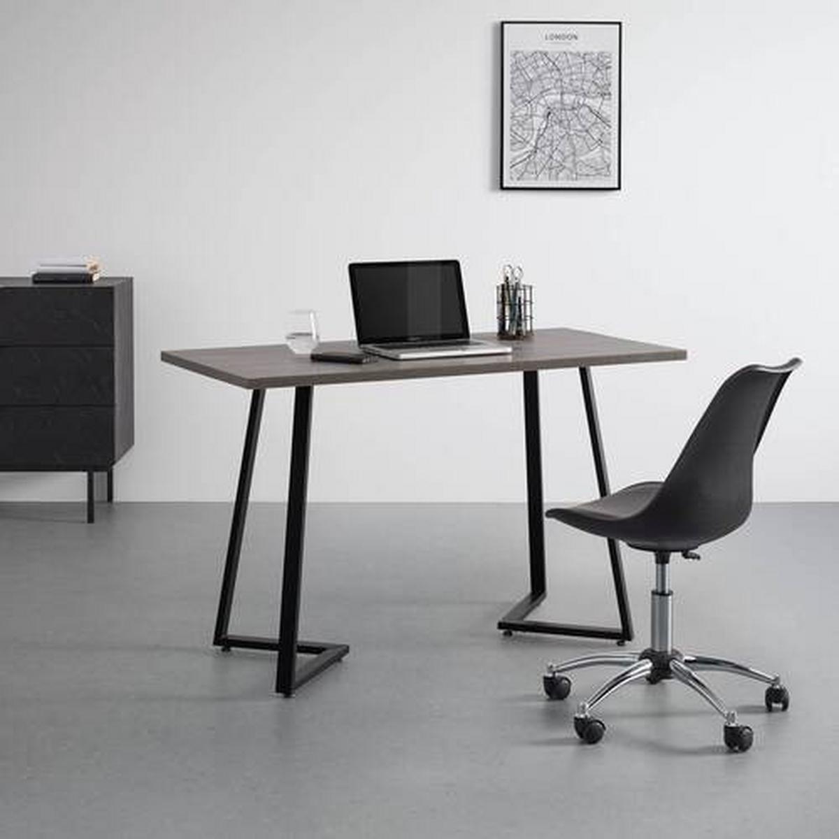 Schreibtisch Carolina Walnussfarben MDF ca.120x60 cm - Walnussfarben/Schwarz, MODERN, Metall (120/60/75cm) - Bessagi Home