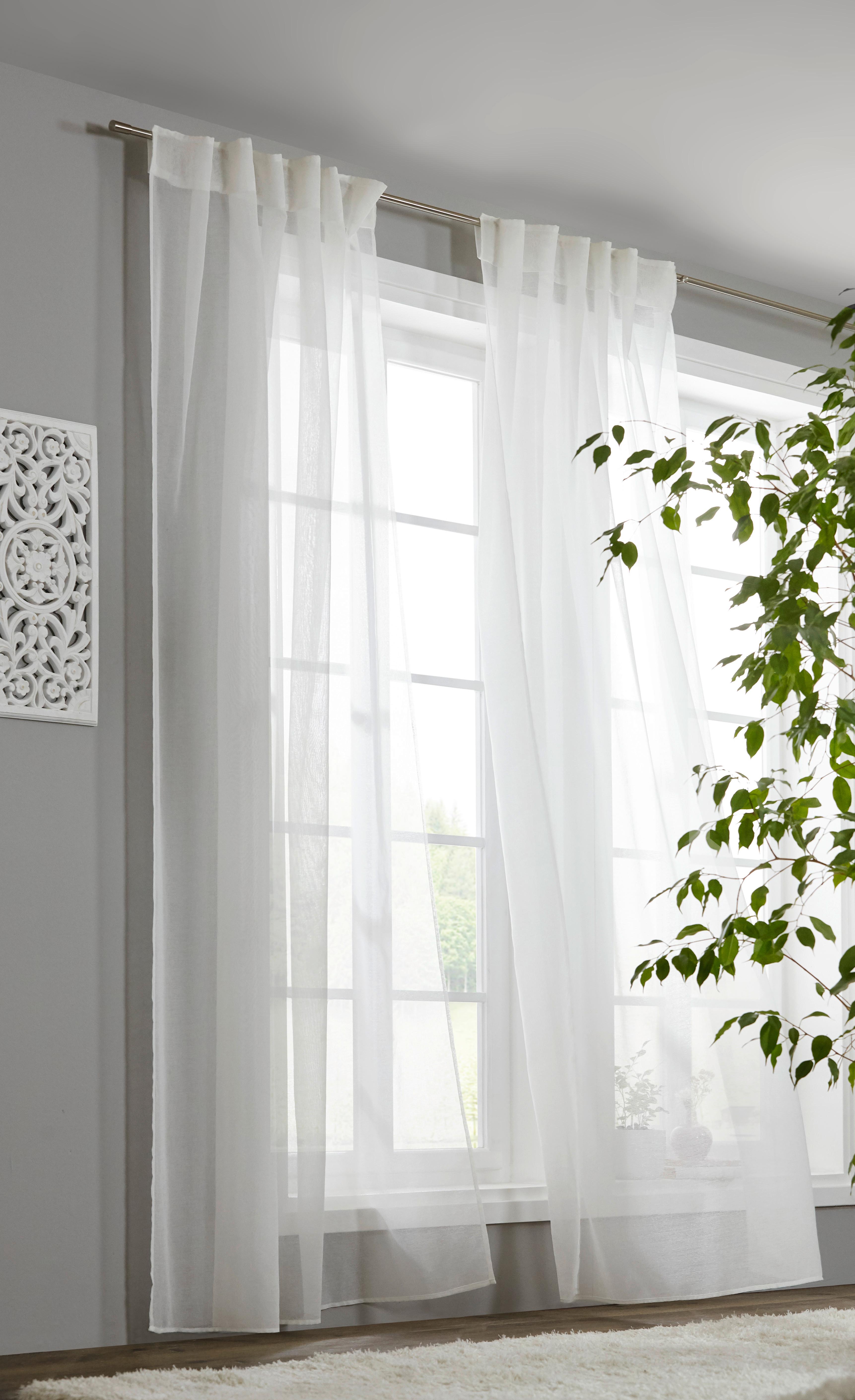 GARDINLÄNGD LEO TRANSPARENT 2 STK. -AKT- - vit, Klassisk, textil (140/255cm) - Premium Living
