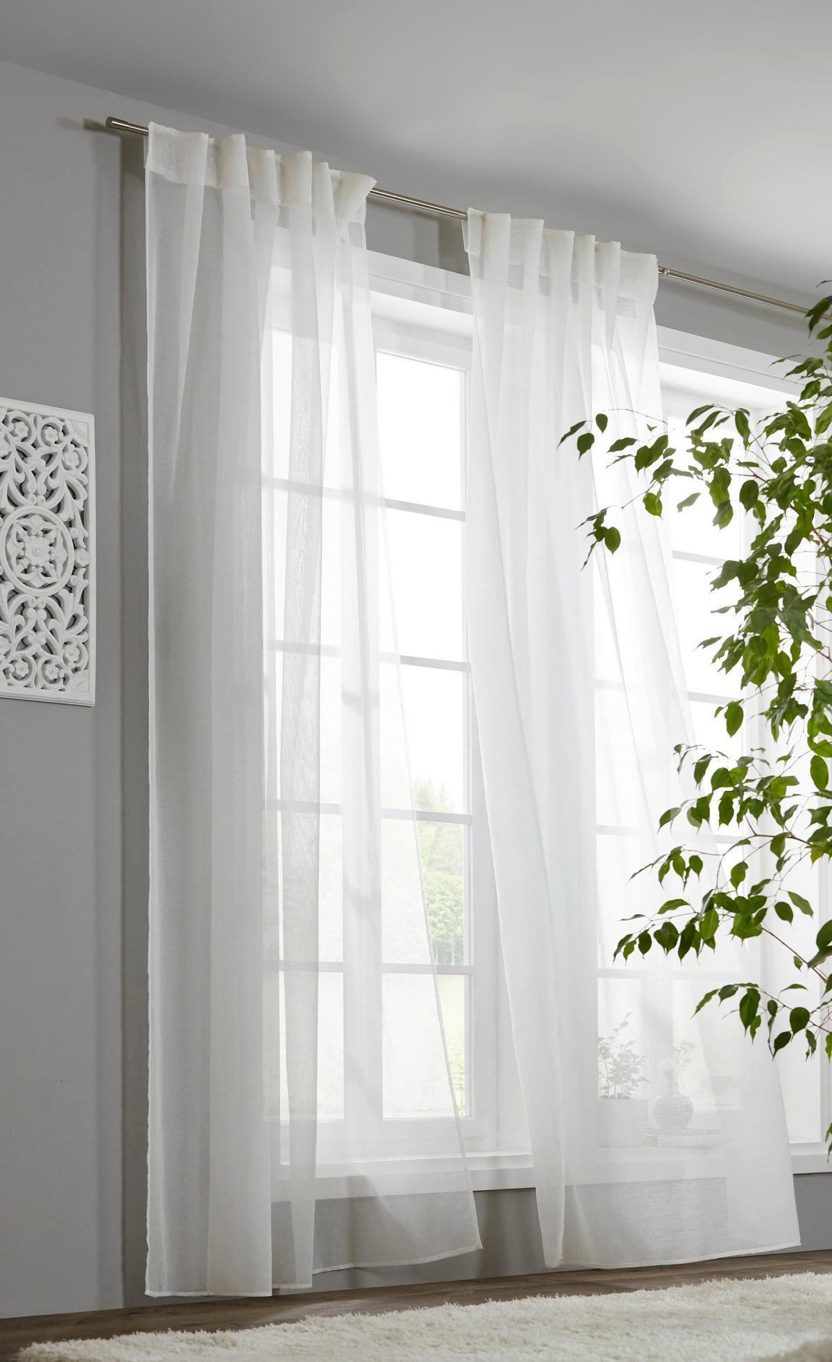 Končana Zavesa Leo Transparent -Akt- - bela, Konvencionalno, tekstil (140/255cm) - Premium Living