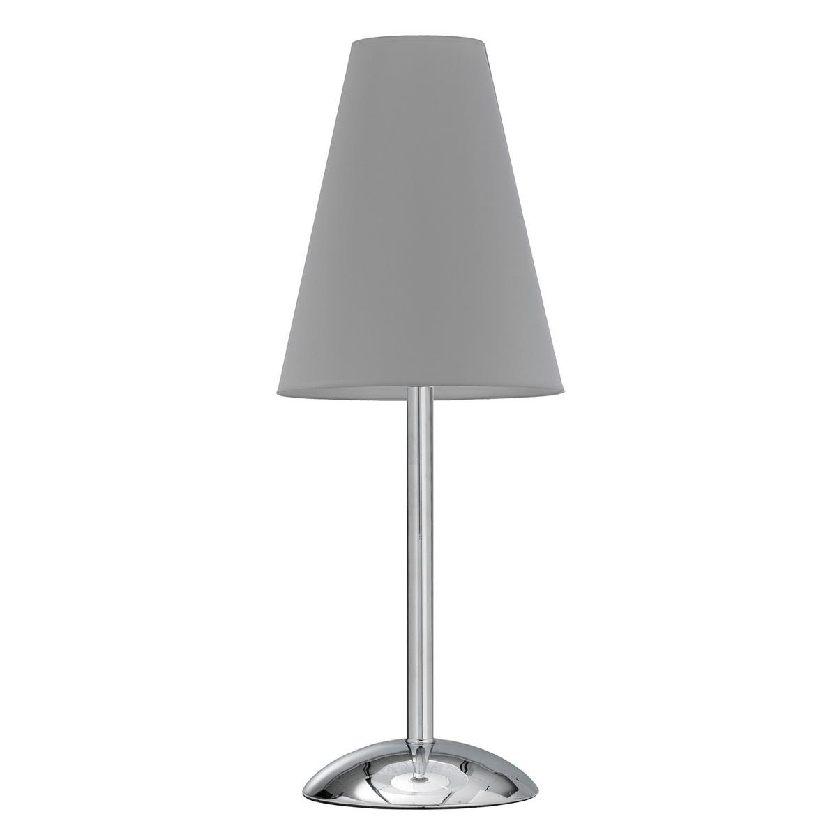 Tischleuchte Richard Grigio Grau/Chrom max. 22 Watt - Chromfarben/Grau, KONVENTIONELL, Textil/Metall (20/54cm)