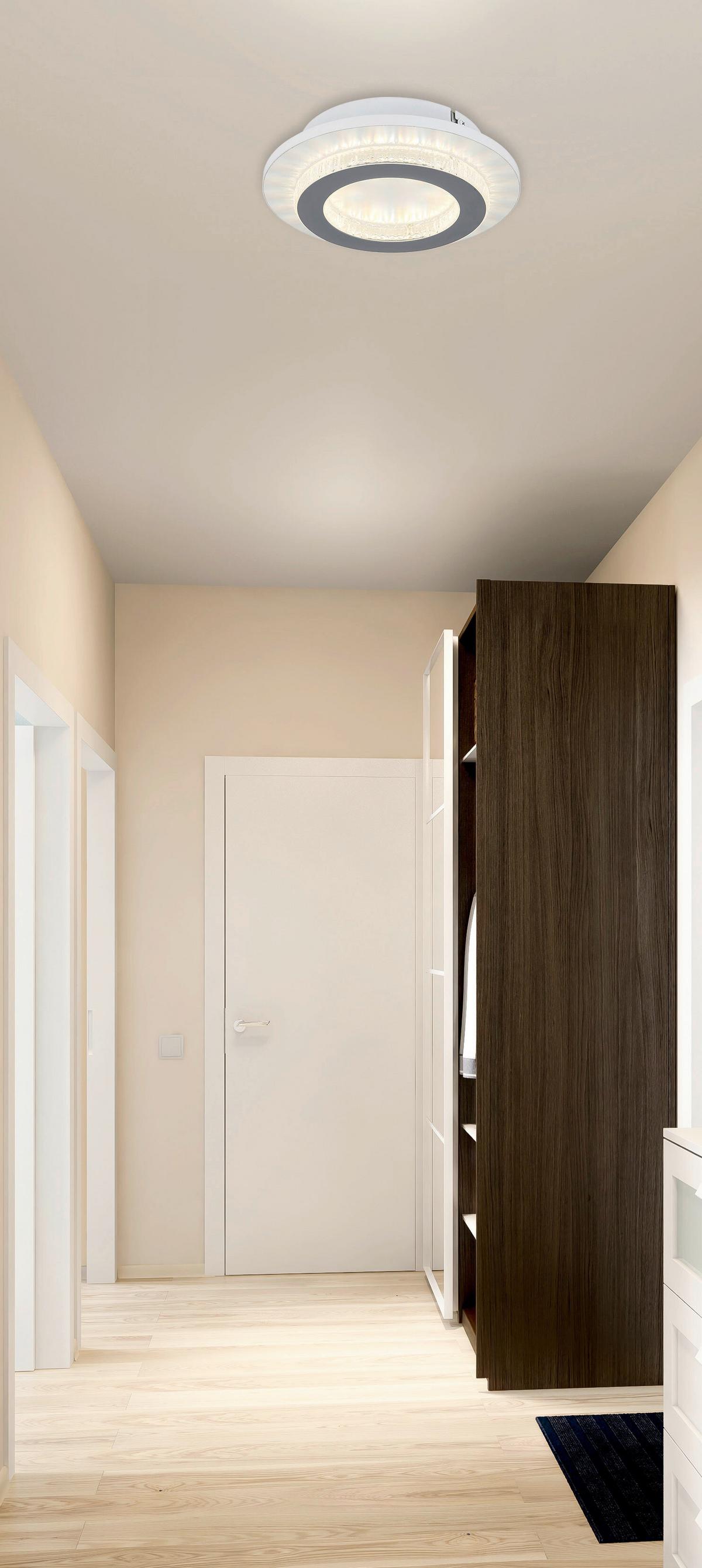 LED-DECKENLEUCHTE 48042-12W  JAYDEN - Klar/Weiss, Design, Kunststoff/Metall (20/5,5cm) - Globo