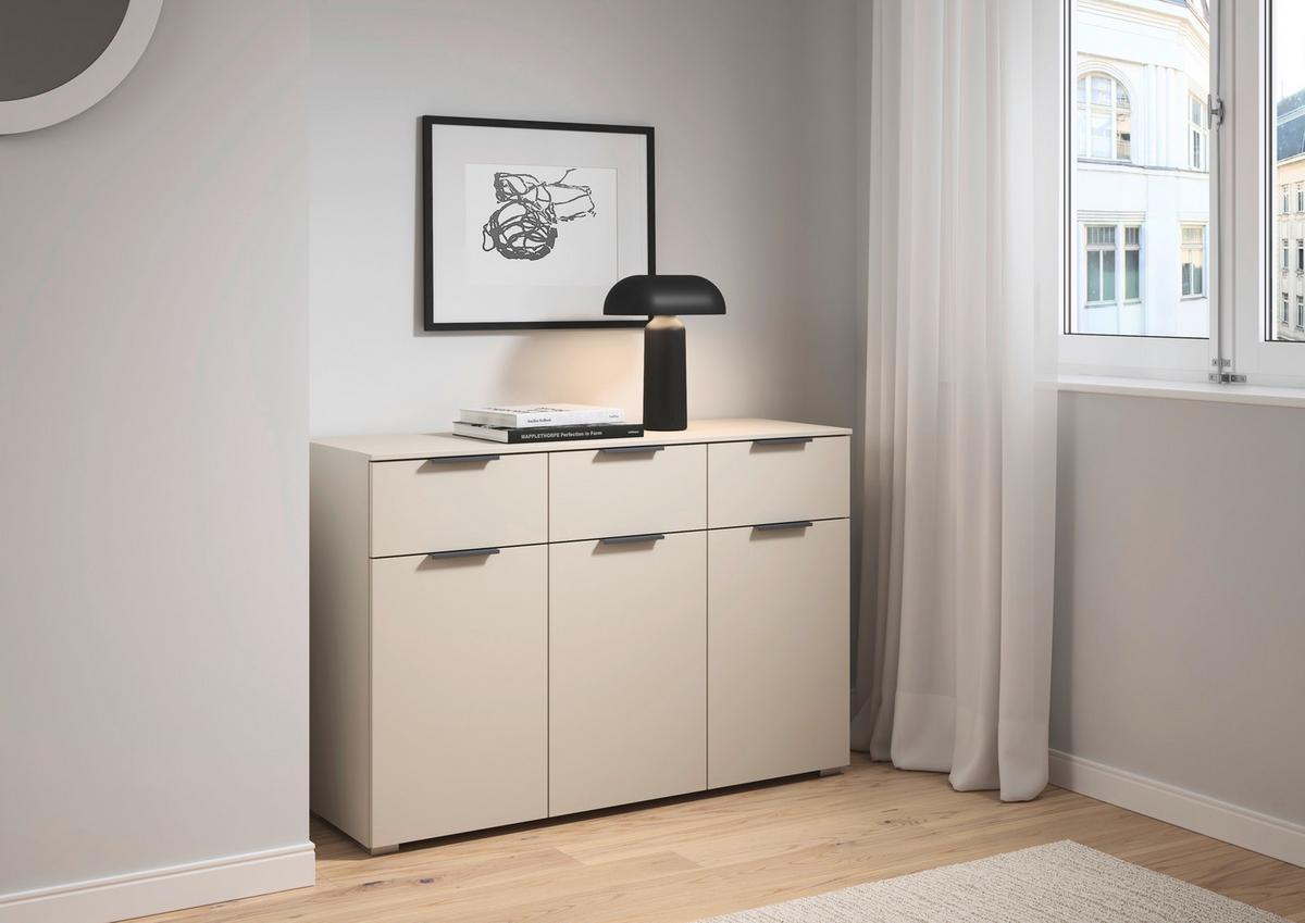 Komoda Alabama - siva/boje šampanjca, Trend, drvni materijal/metal (120/81/42cm) - Modern Living