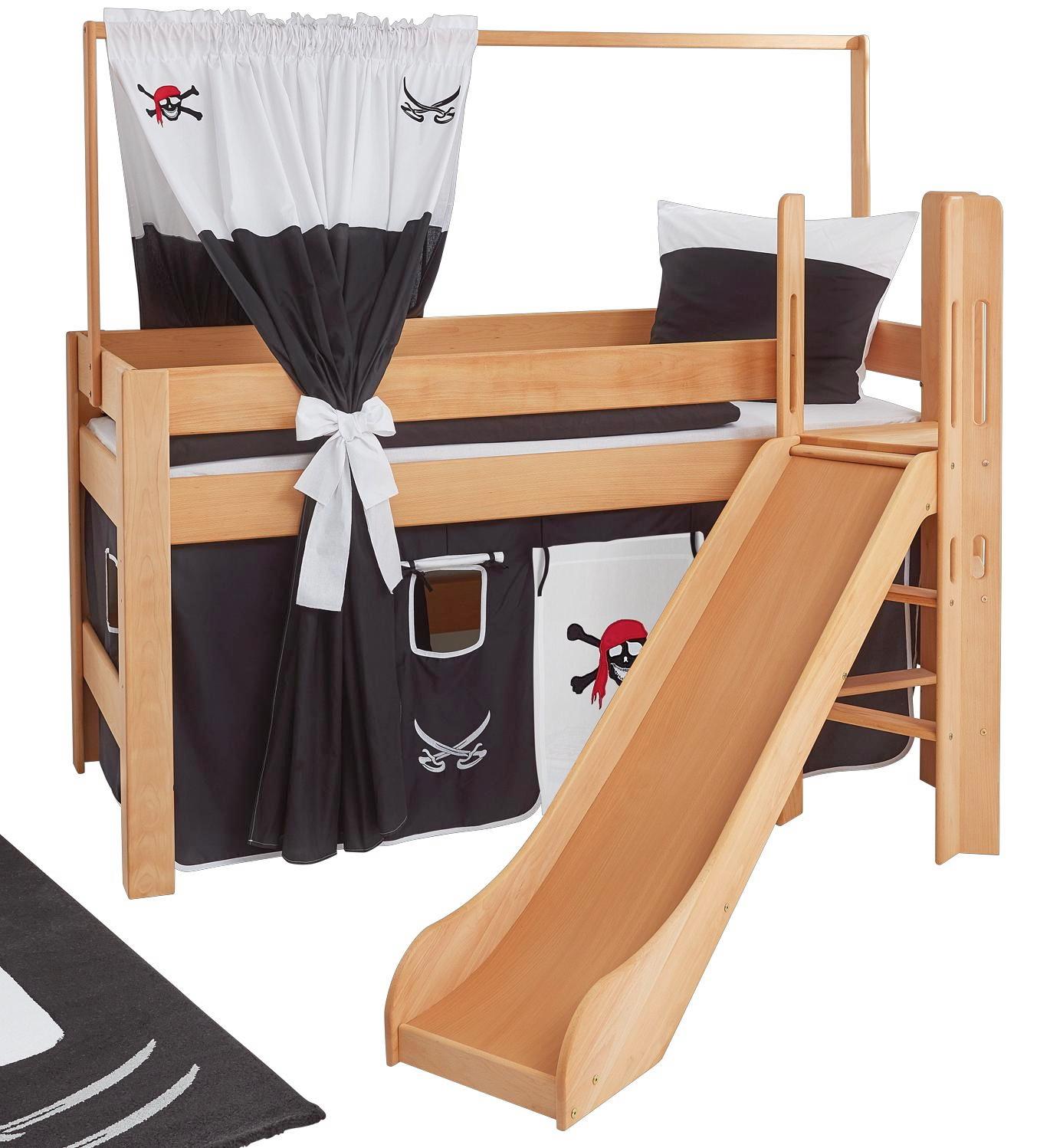 Spielbett in Rot/Schwarz/ Weiß 'Leo' - Rot/Schwarz, Design, Holz/Textil (90/200cm)