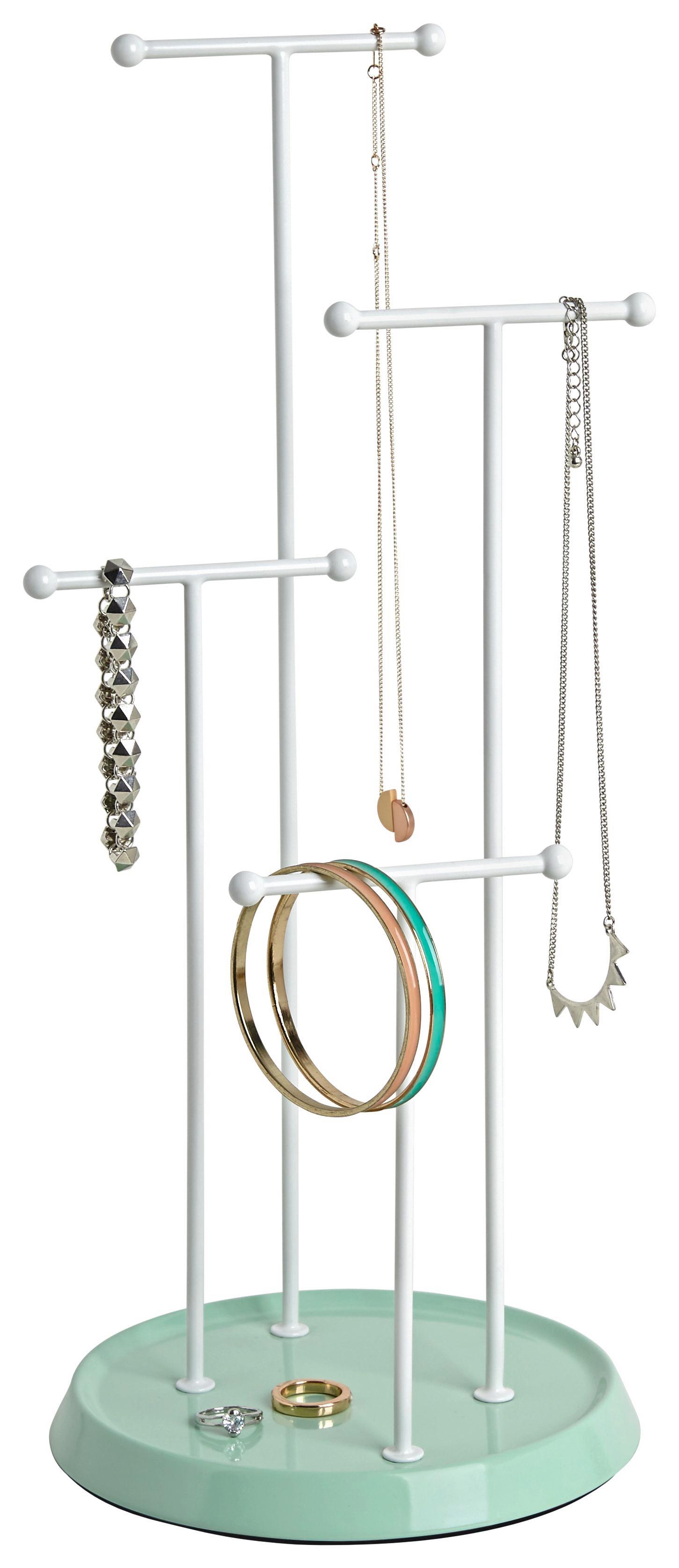 Schmuckhalter Lisa Weiß/Mint - Weiß/Mintgrün, MODERN, Metall (17,5/41cm)