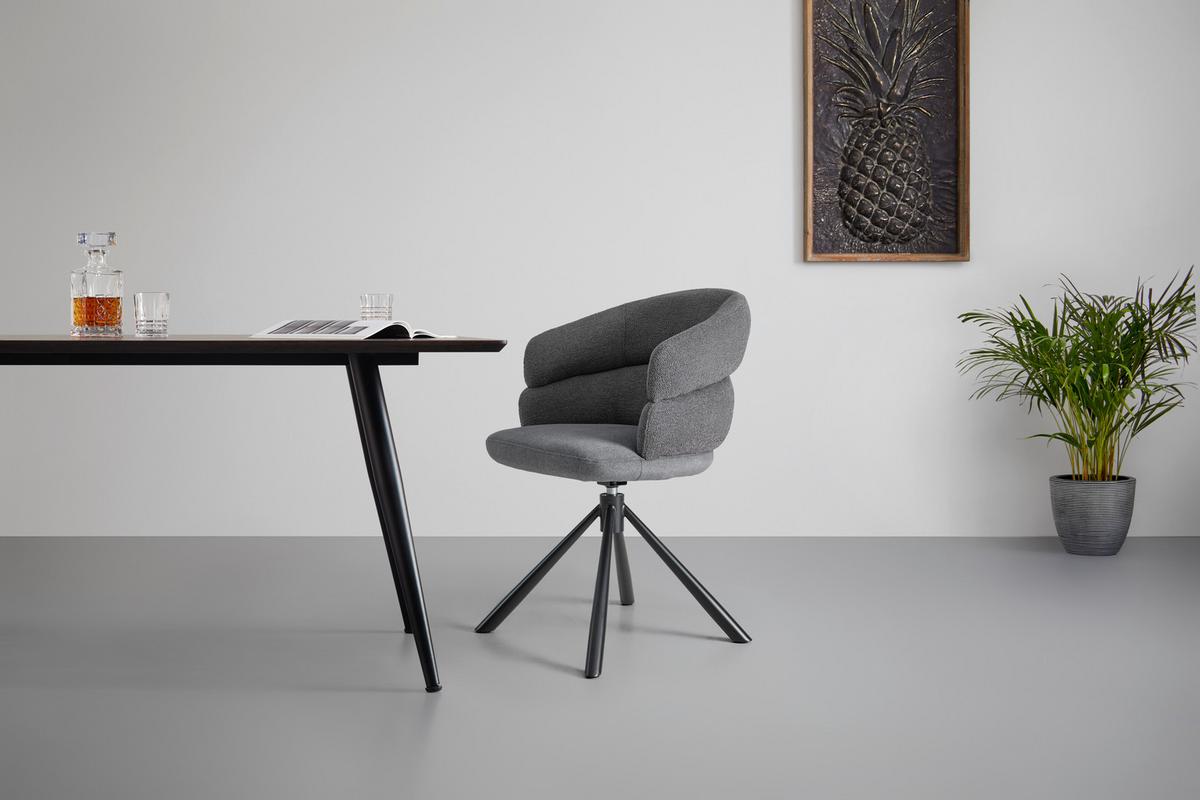 Armlehnstuhl Malia Grau - Schwarz/Grau, MODERN, Textil/Metall (58/83/62cm) - Premium Living