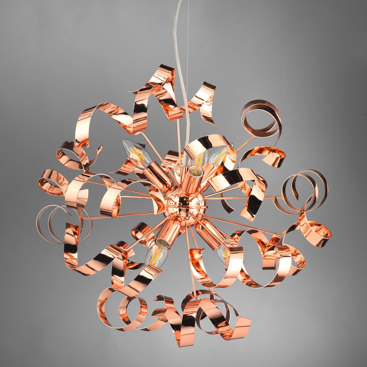 Hängeleuchte Zoe Rame Kupferfarben max. 6 Watt - Kupferfarben, Design, Metall (50/150cm)