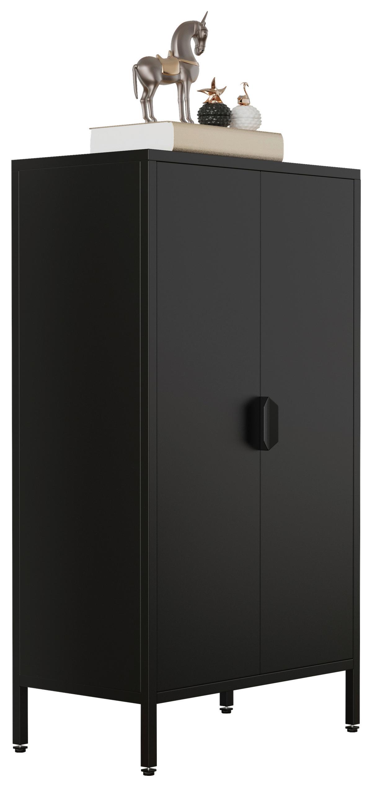 Highboard Flokas M Schwarz - Schwarz, Design, Metall (60/110/35cm) - MID.YOU
