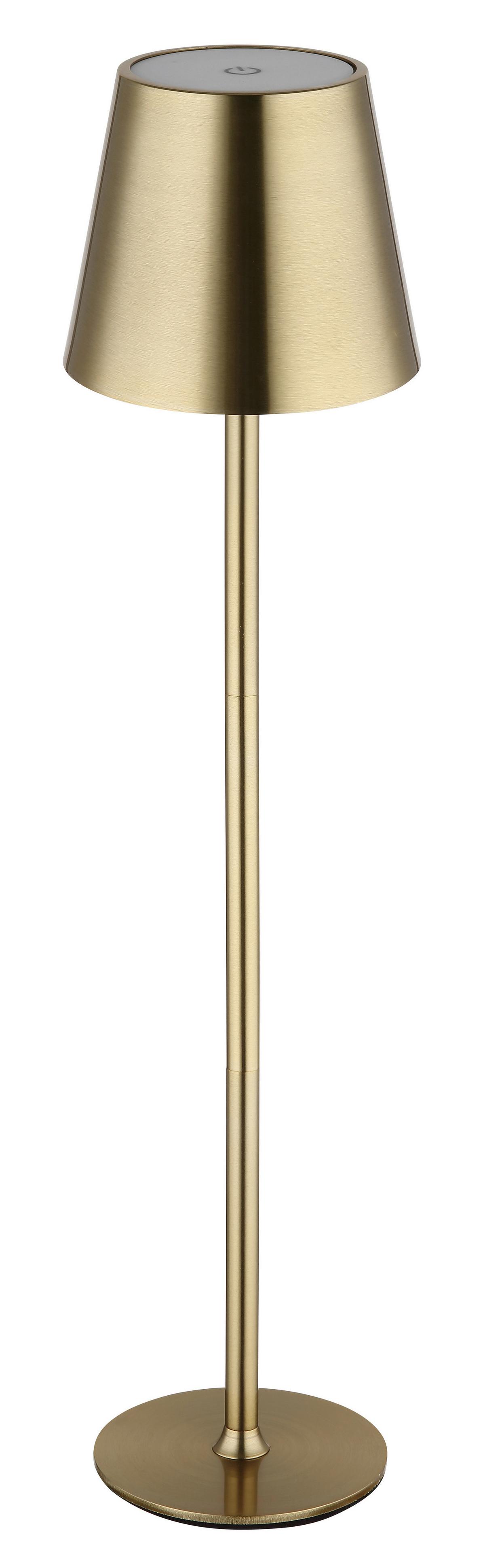 AKKU-TISCHLEUCHTE 58438M VANNIE - Weiss/Messingfarben, Design, Kunststoff/Metall (11,2/47cm) - Globo