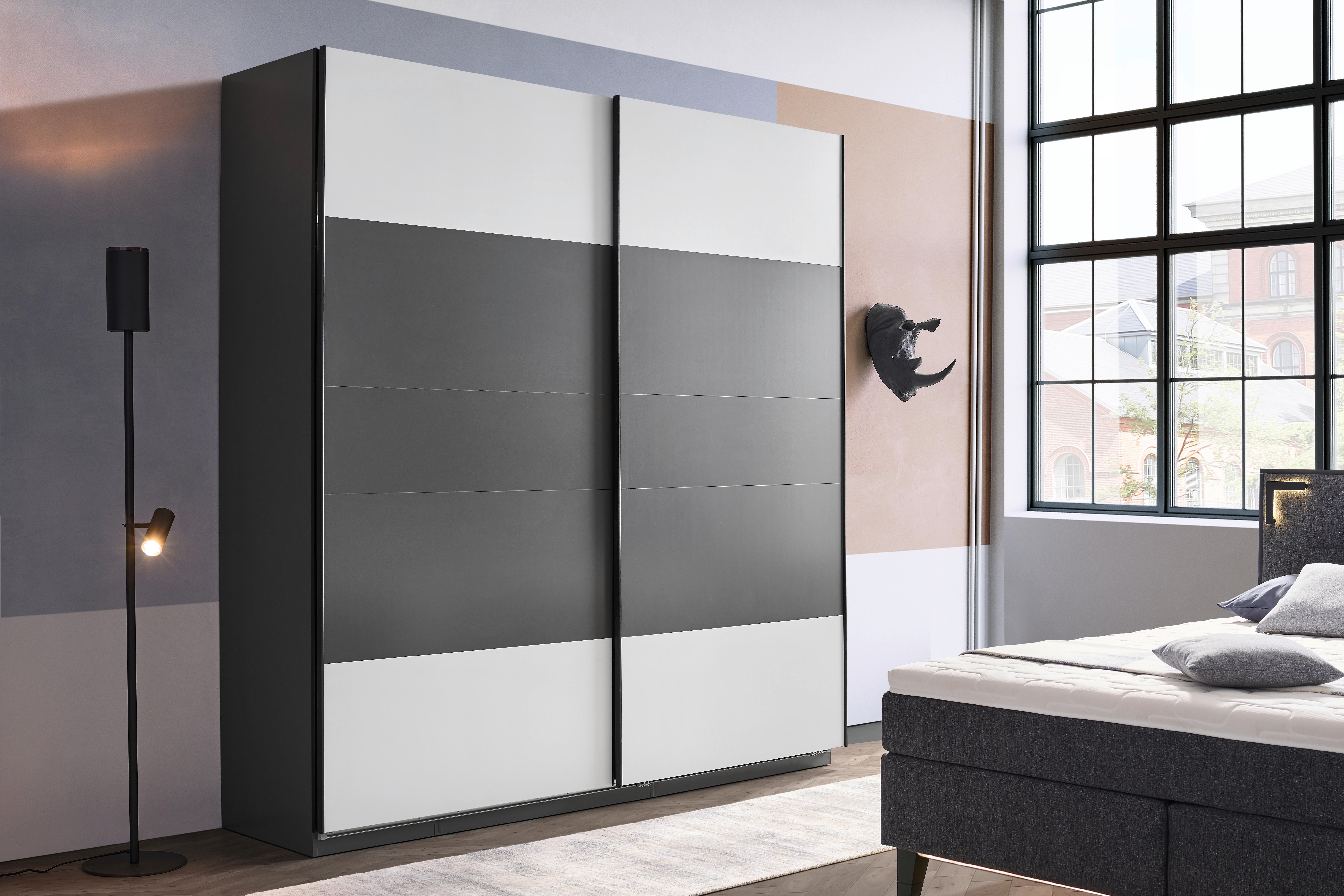 Ormar S Kliznim Vratima Unit - bijela/antracit, Konvencionalno, drvni materijal/metal (227,8/242,2/61cm) - Based