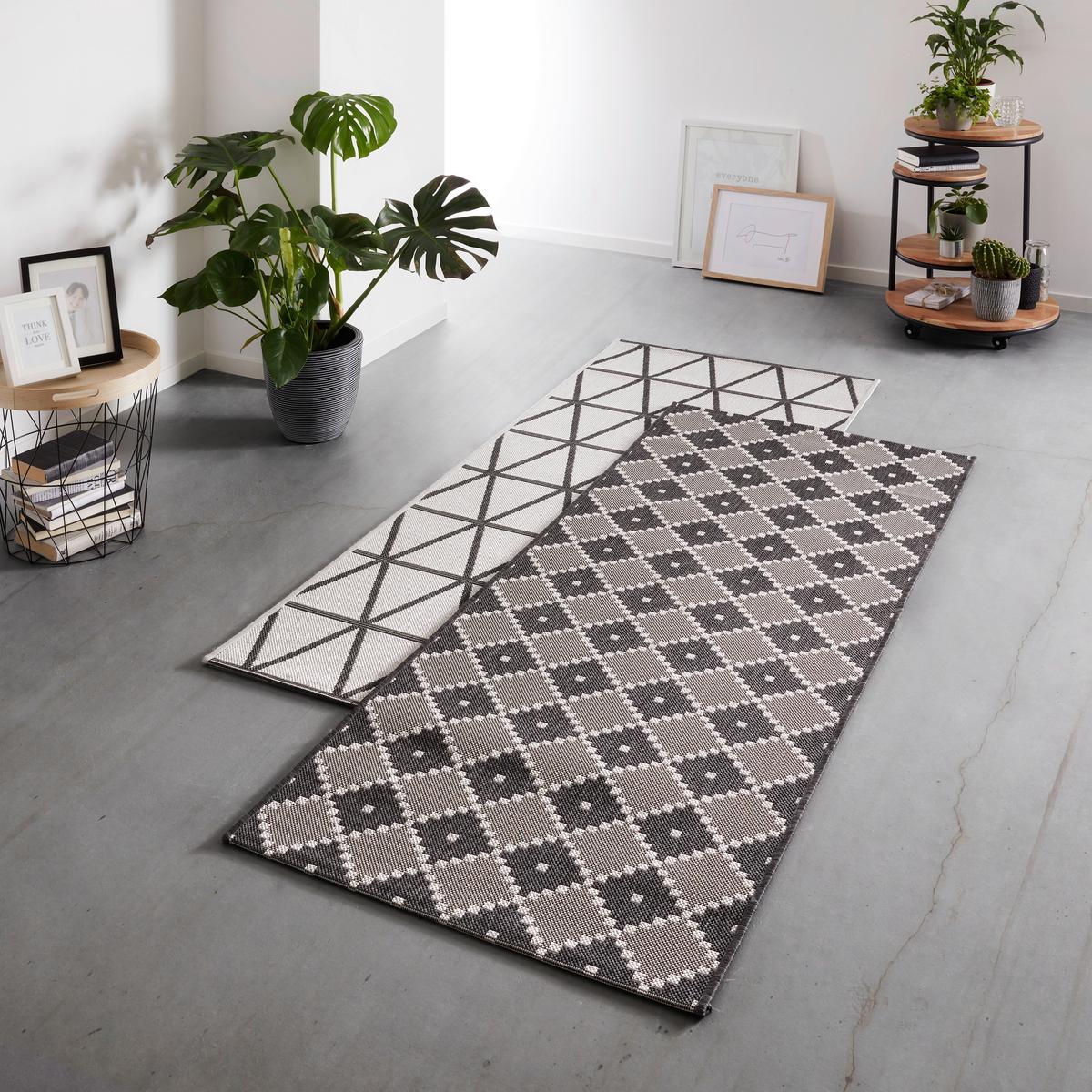 Flachwebeteppich Phoenix 1 in Grau ca. 80x150cm - Anthrazit/Grau, Modern, Textil (80/150cm) - Modern Living