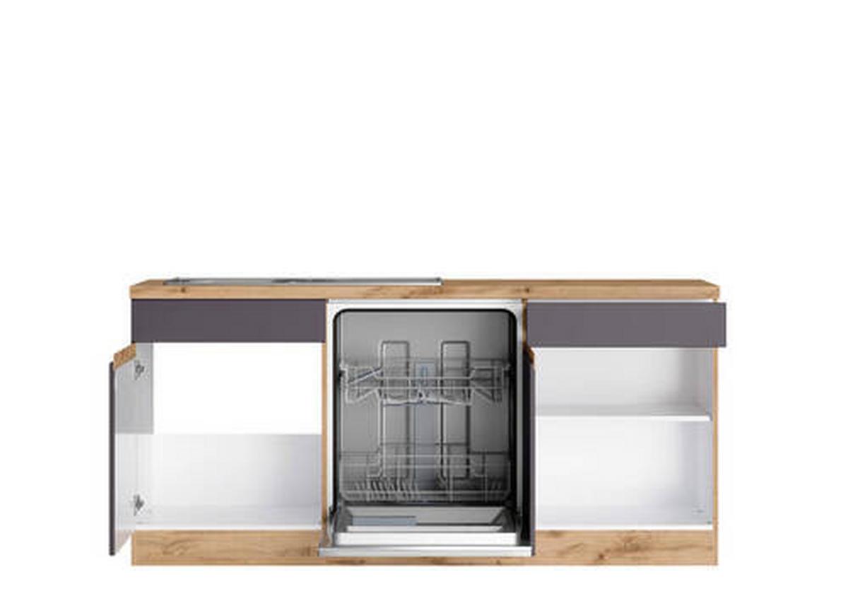 Eckküche Turin mit Geräten ca. 240x360 cm Grau/Eiche - Eiche Wotan/Grau, Design, Holzwerkstoff (240/360cm) - Held