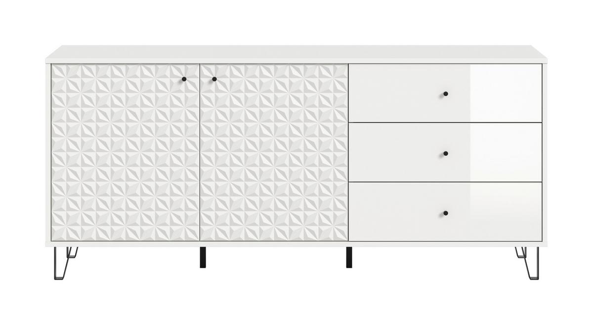 Sideboard Prisma Weiß hochglanz - Weiß Hochglanz/Schwarz, Design, Holzwerkstoff/Kunststoff (170/76/40cm) - Livetastic