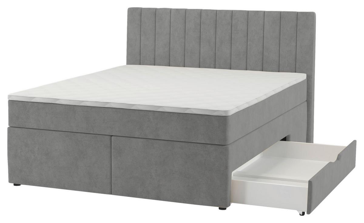 Boxspring Krevet Nikol - siva, drvni materijal/tekstil (160/200cm) - Based